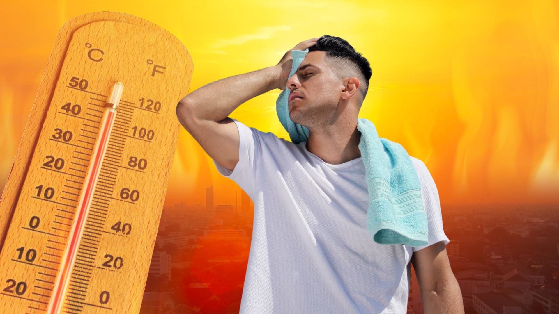 شخص يعاني إثر ارتفاع درجات الحرارة