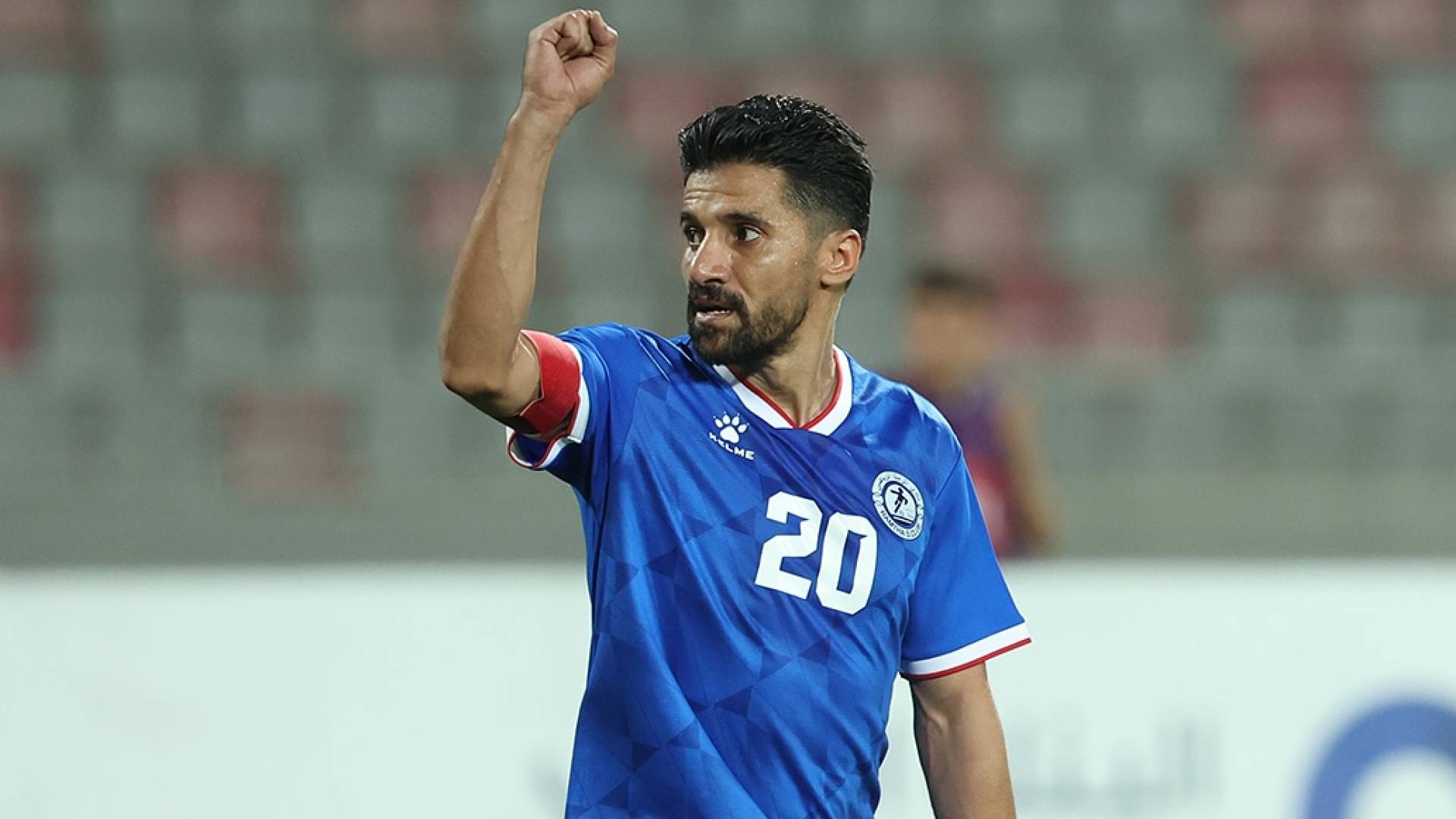 قائد الرمثا حمزة الدردور يحتفل بهدف سابق لفريقه في مرمى الوحدات