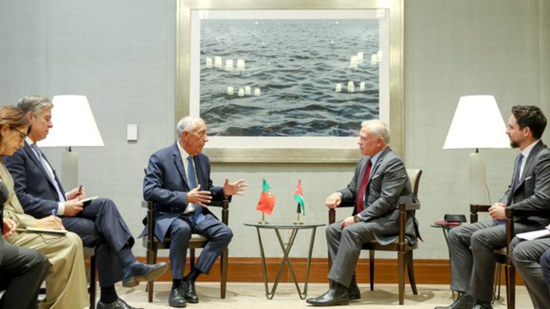 الملك وولي العهد مع الرئيس البرتغالي