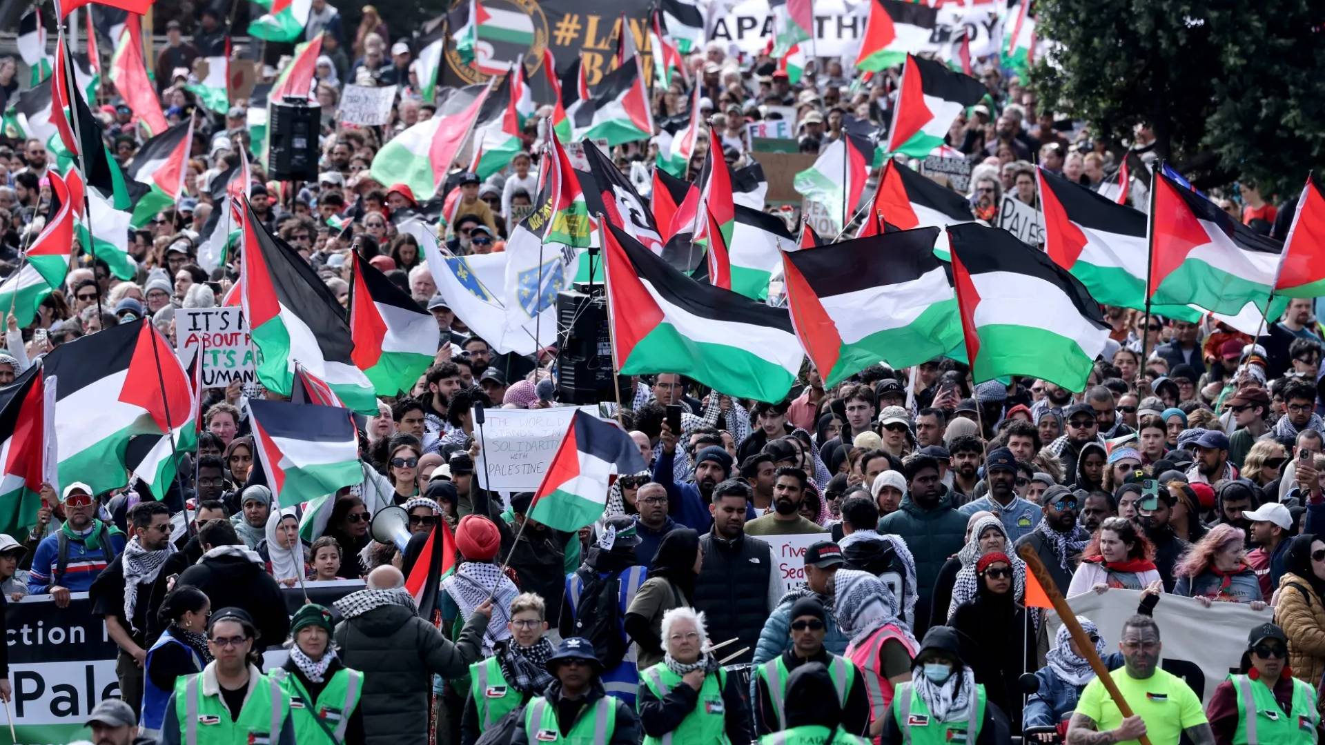 مظاهرة في نيوزلندا دعما لفلسطين