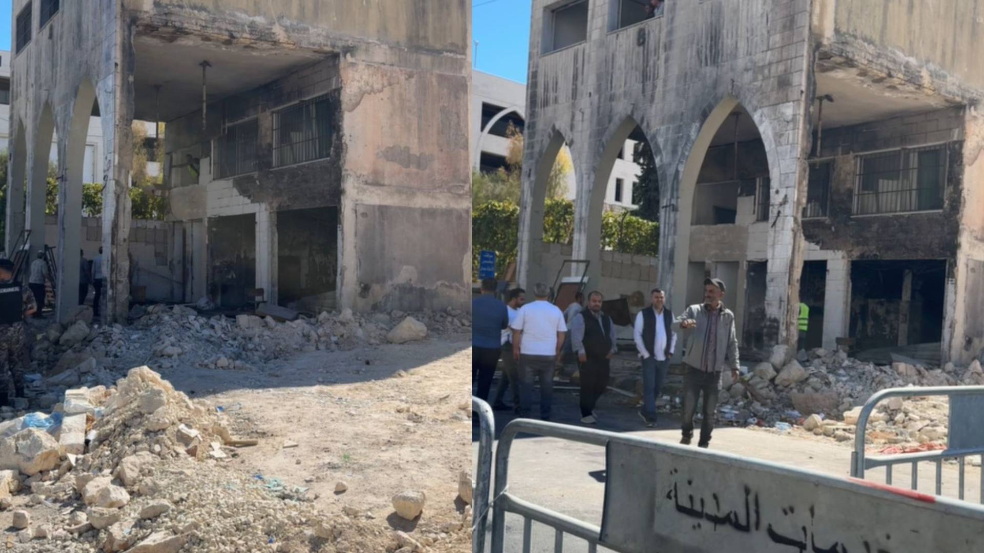 أمانة عمان تخلي عمارة آيلة للسقوط في وسط البلد تمهيدا لهدمها.. فيديو