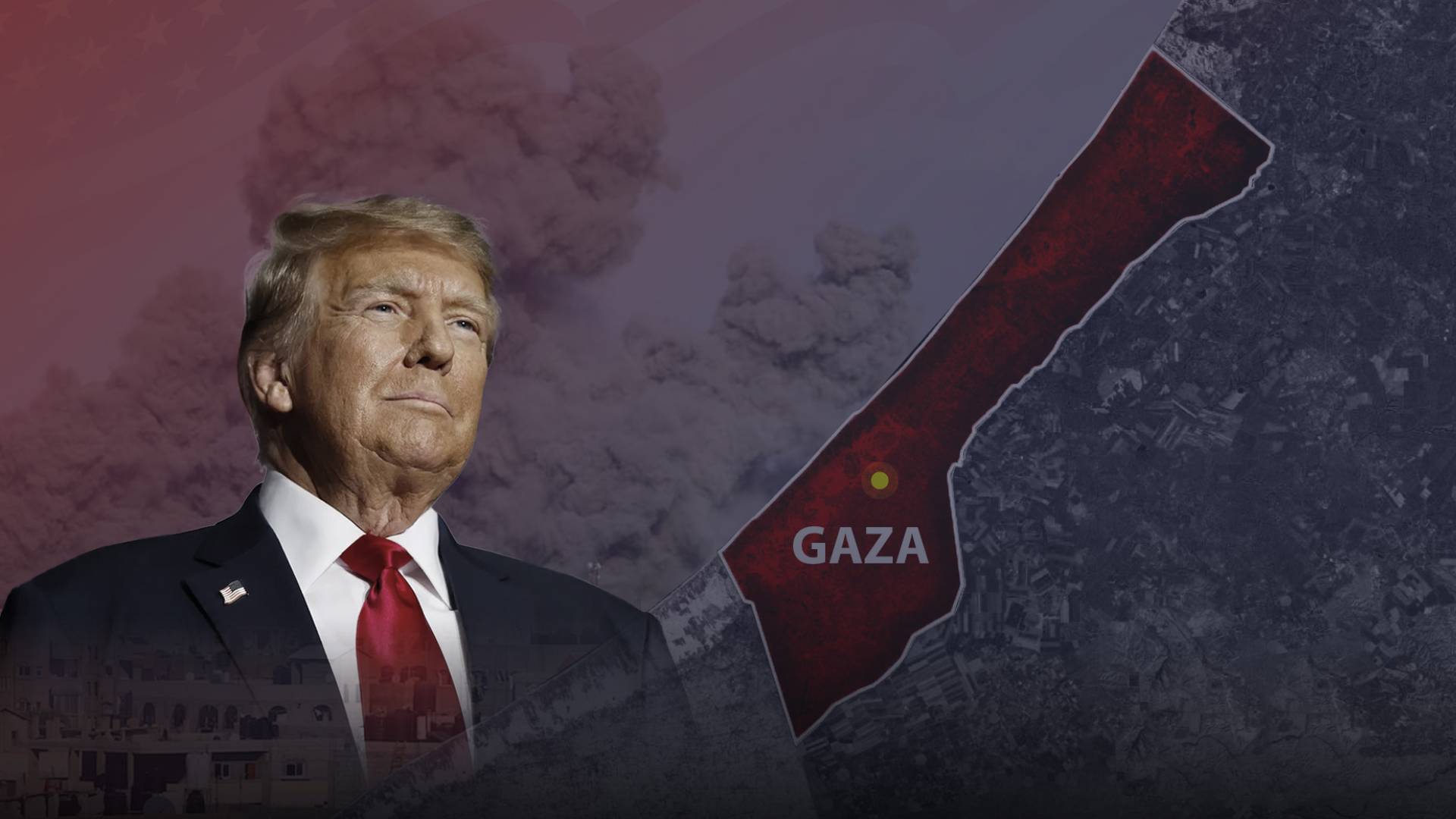 خارطة قطاع غزة والرئيس الامريكي دونالد ترمب