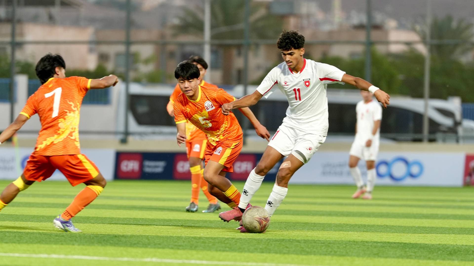 من مباراة المنتخب الأردني وبوتان