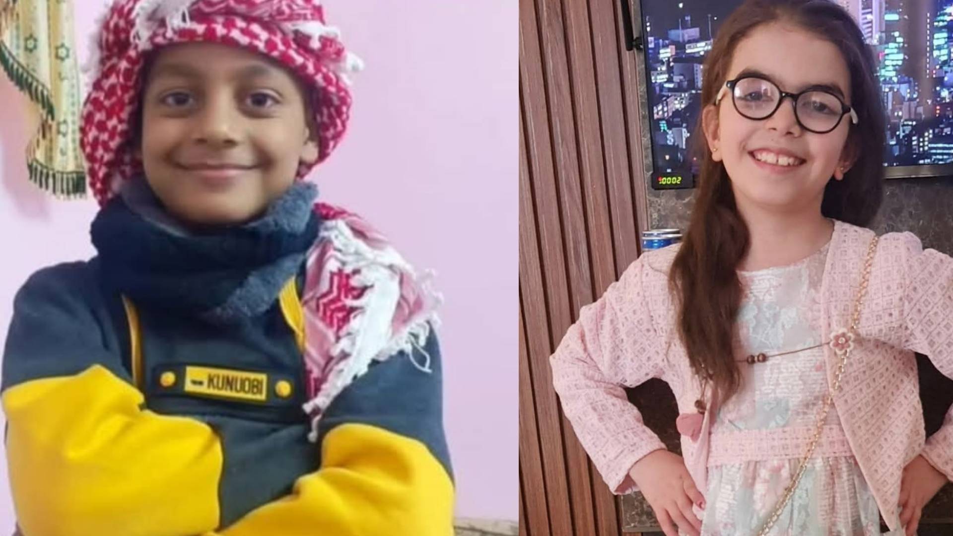 الطفلان هاشم المحسن وروز نورالدين زريقات