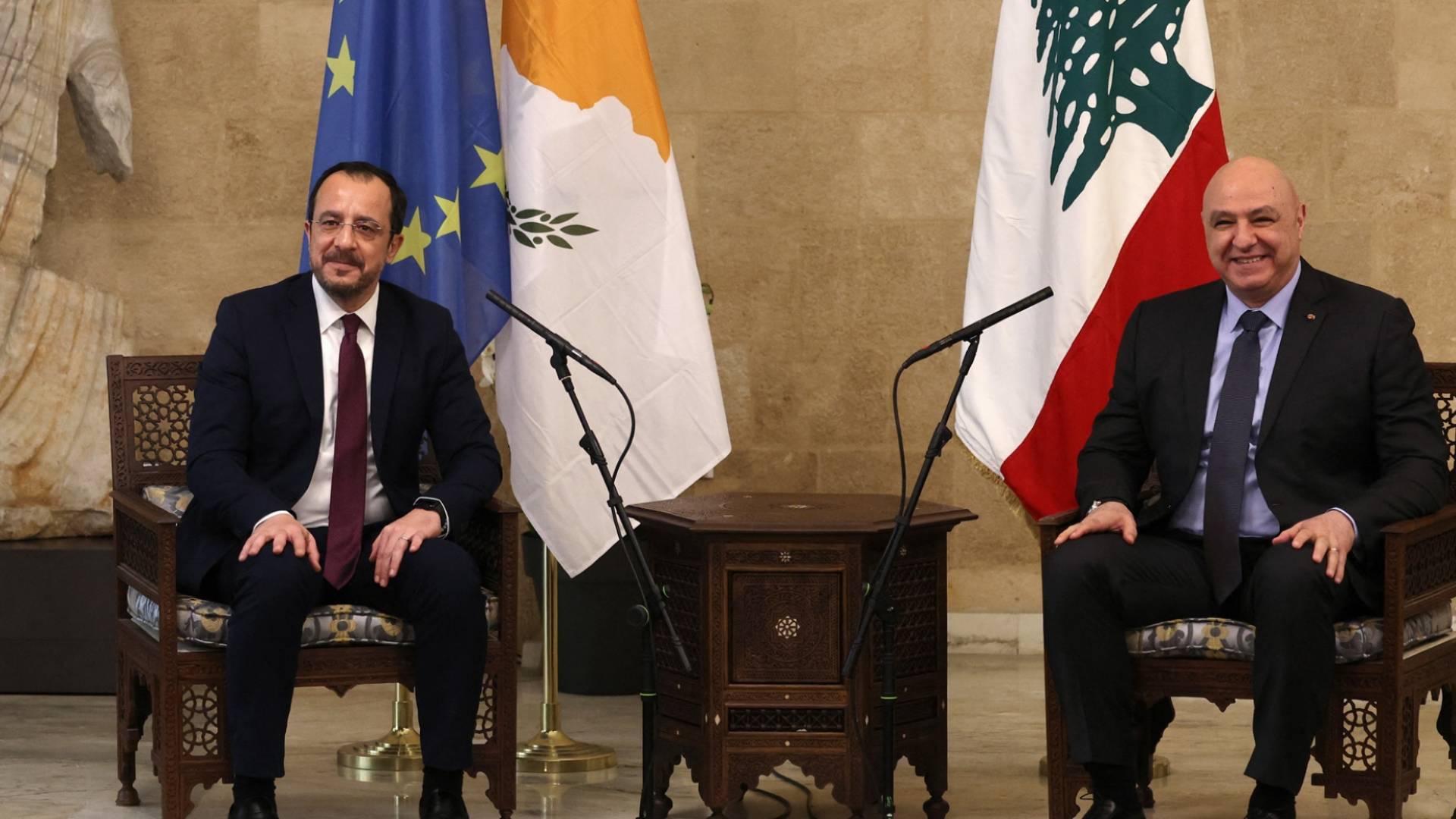 الرئيس اللبناني،جوزاف عون والرئيس القبرصي نيكوس خريستودوليدس