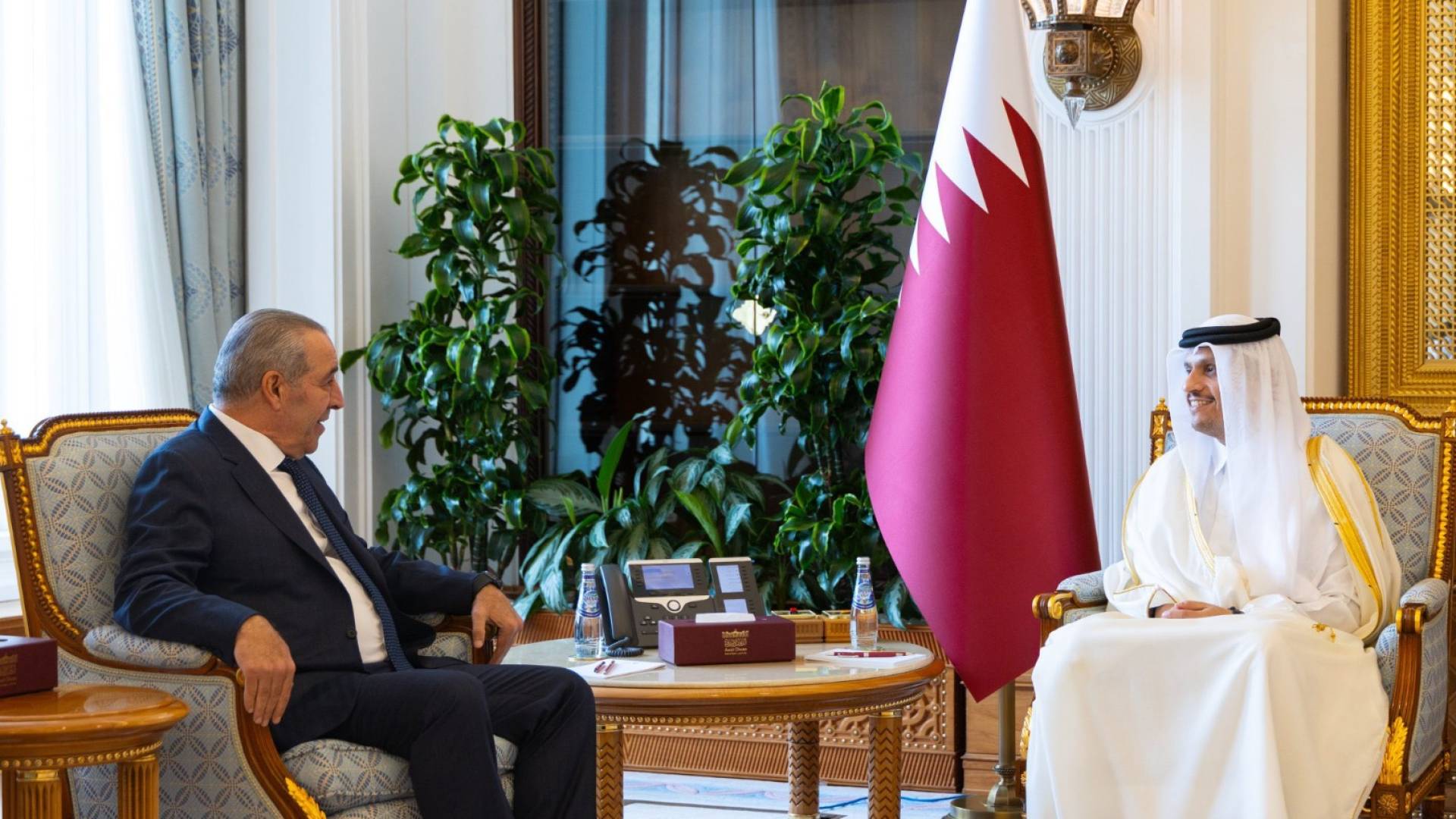 وزير الخارجية القطري و نائب رئيس دولة فلسطين