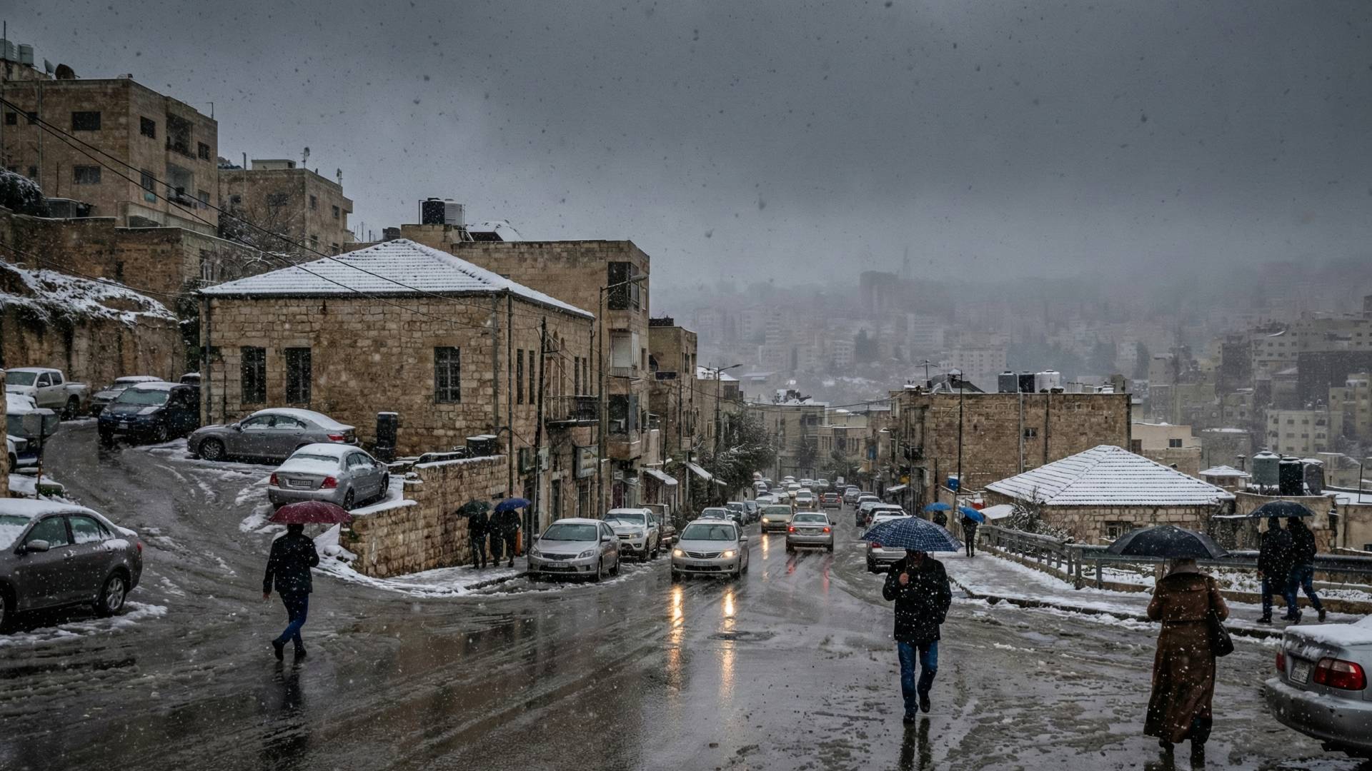 أجواء ماطرة في العاصمة عمان