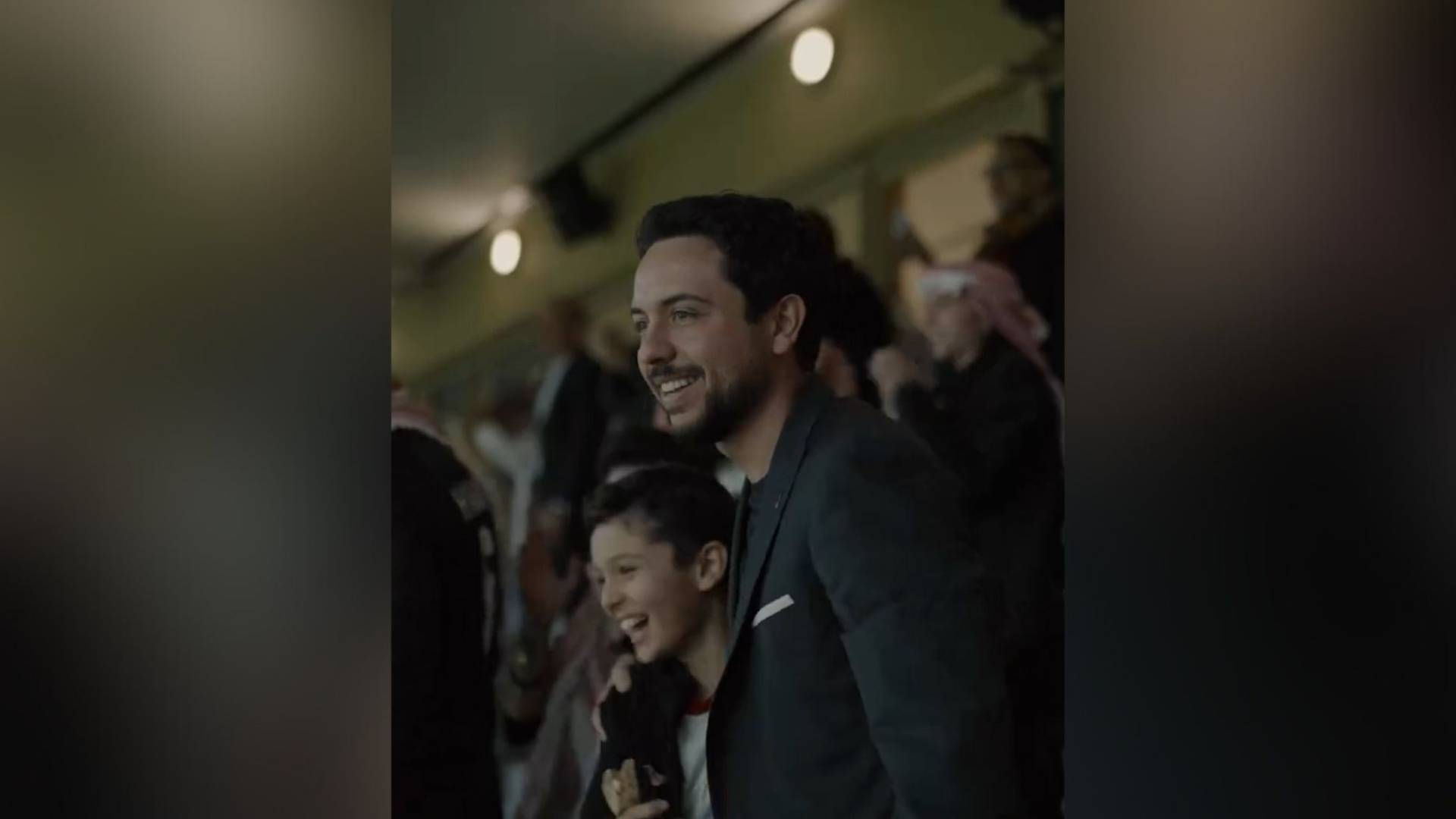 ولي العهد خلال احتفاله بالهدف الثاني للنشامى في نهائي كأس العرب