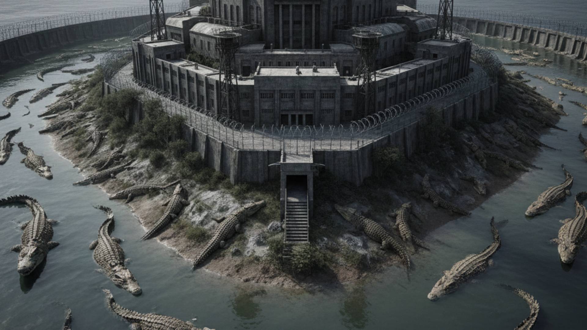 صورة تعبيرية لسجن حوله تماسيح