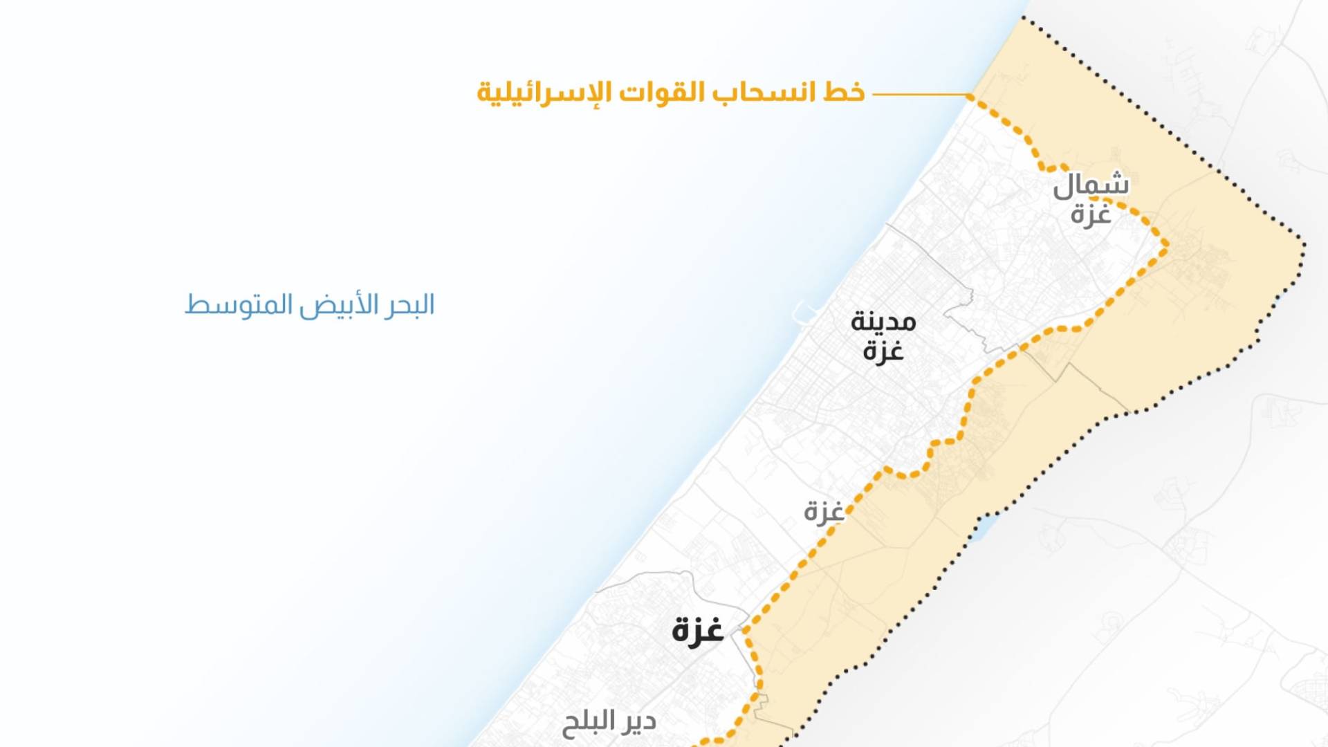 خريطة توضح الوضع في غزة