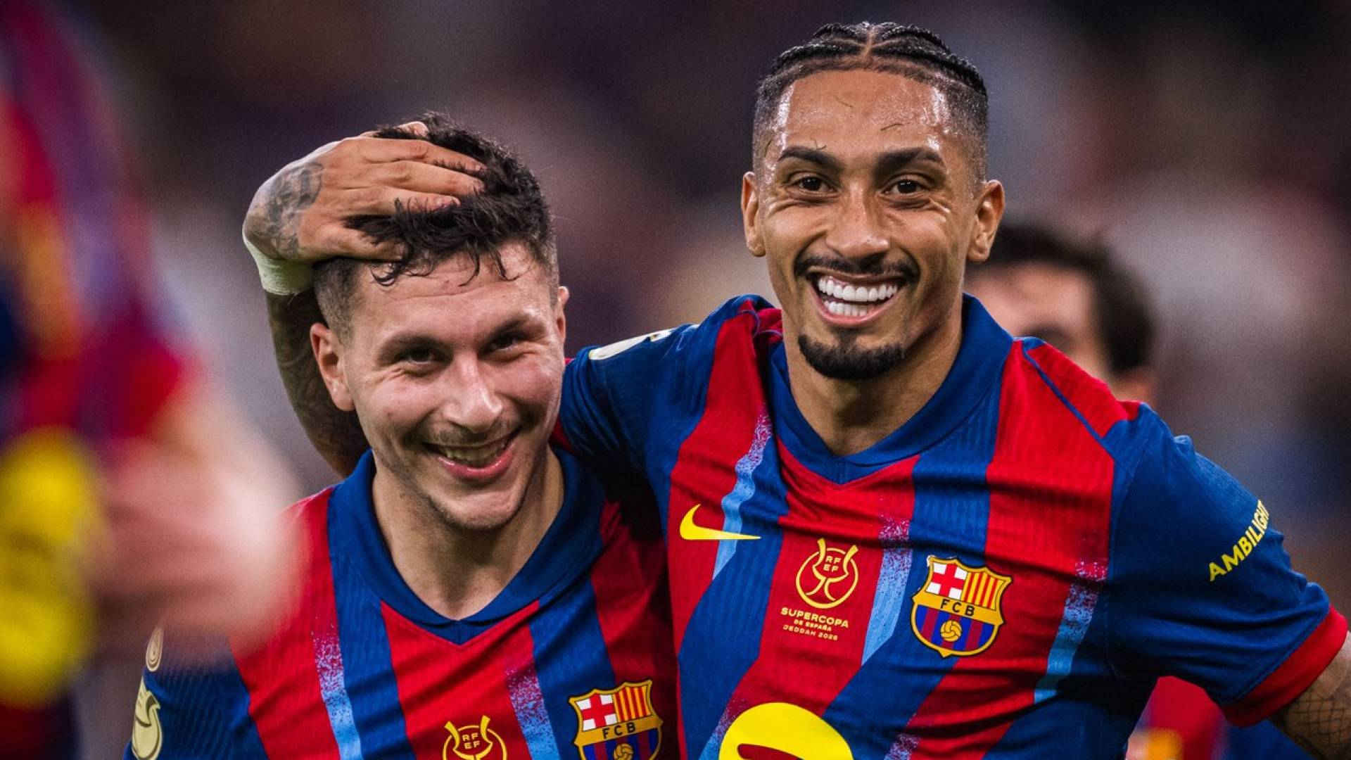 احتفال لاعبي برشلونة