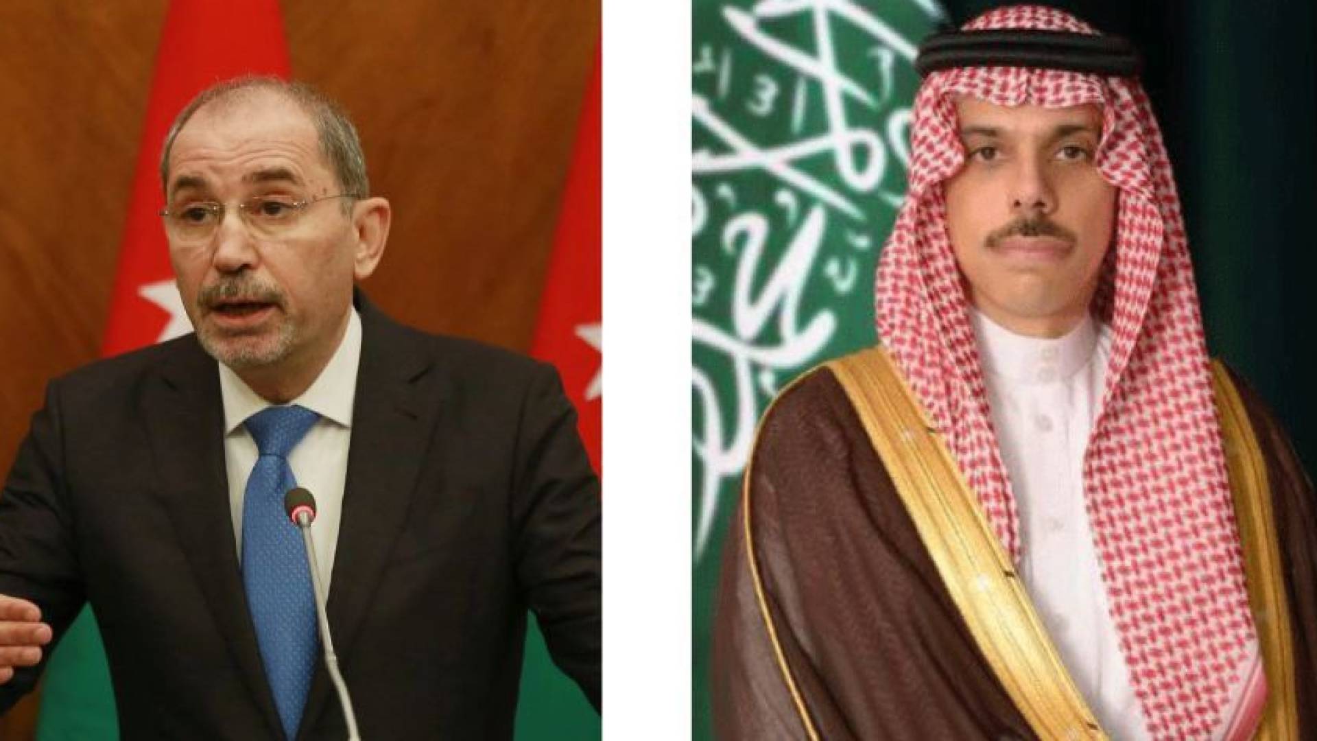 وزير الخارجية الأردني أيمن الصفدي ووزير الخارجية السعودي فيصل بن فرحان