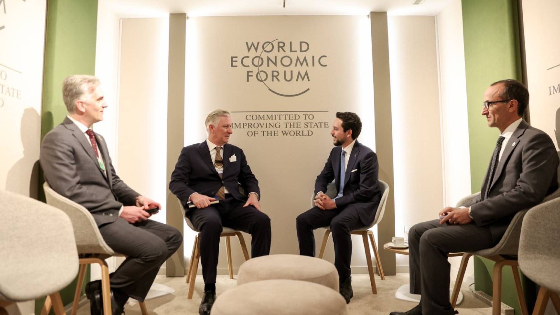 سمو الأمير الحسين بن عبدالله الثاني ولي العهد وجلالة الملك فيليب ملك مملكة بلجيكا