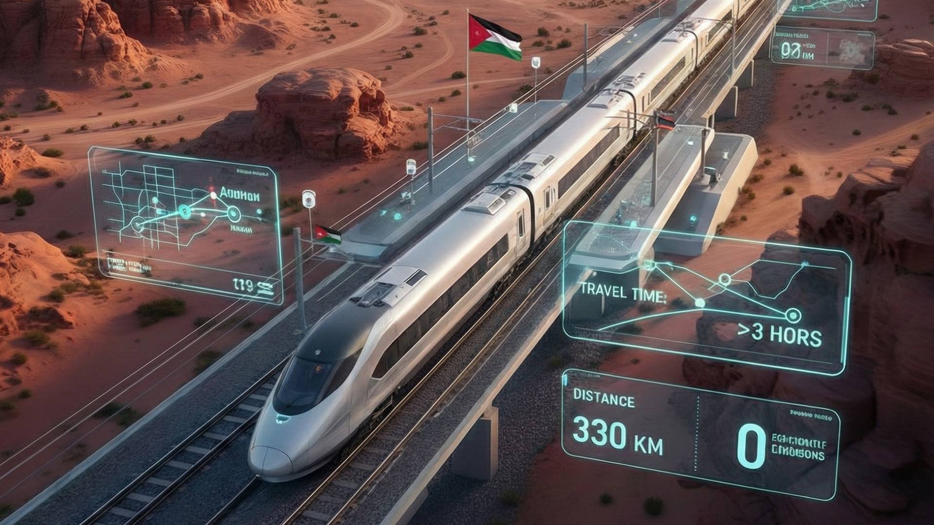 صورة تم توليدها بالذكاء الاصطناعي توضح مشروع القطار