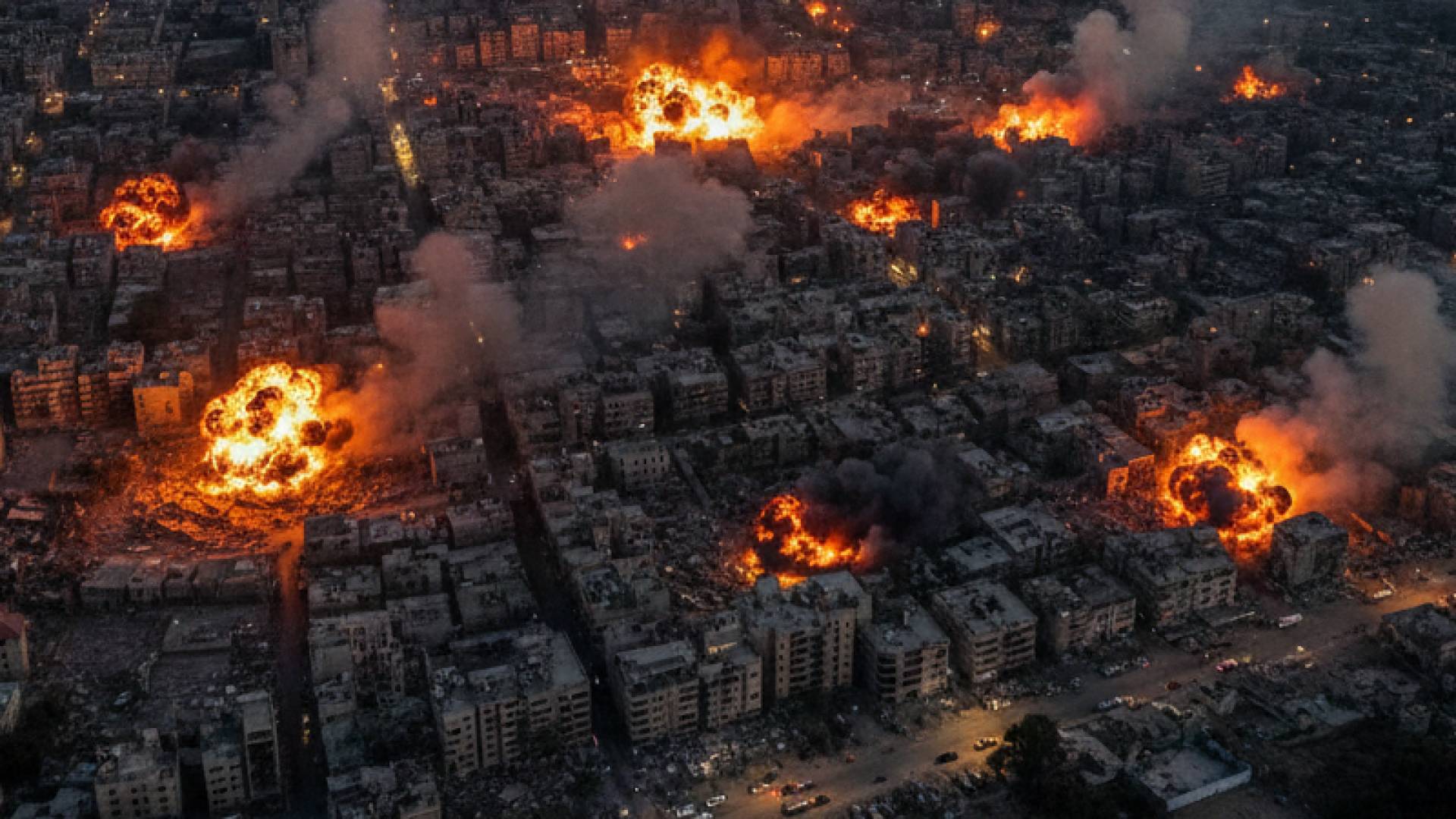 صورة مولدة بالذكاء الاصطناعي للقصف في غزة