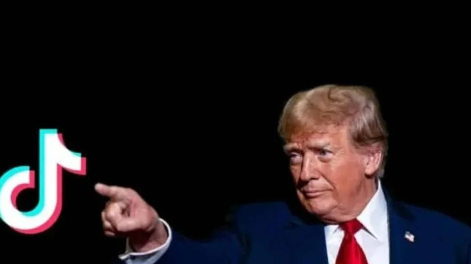 الرئيس الأمريكي  دونالد ترمب و شعار منصة تيك توك