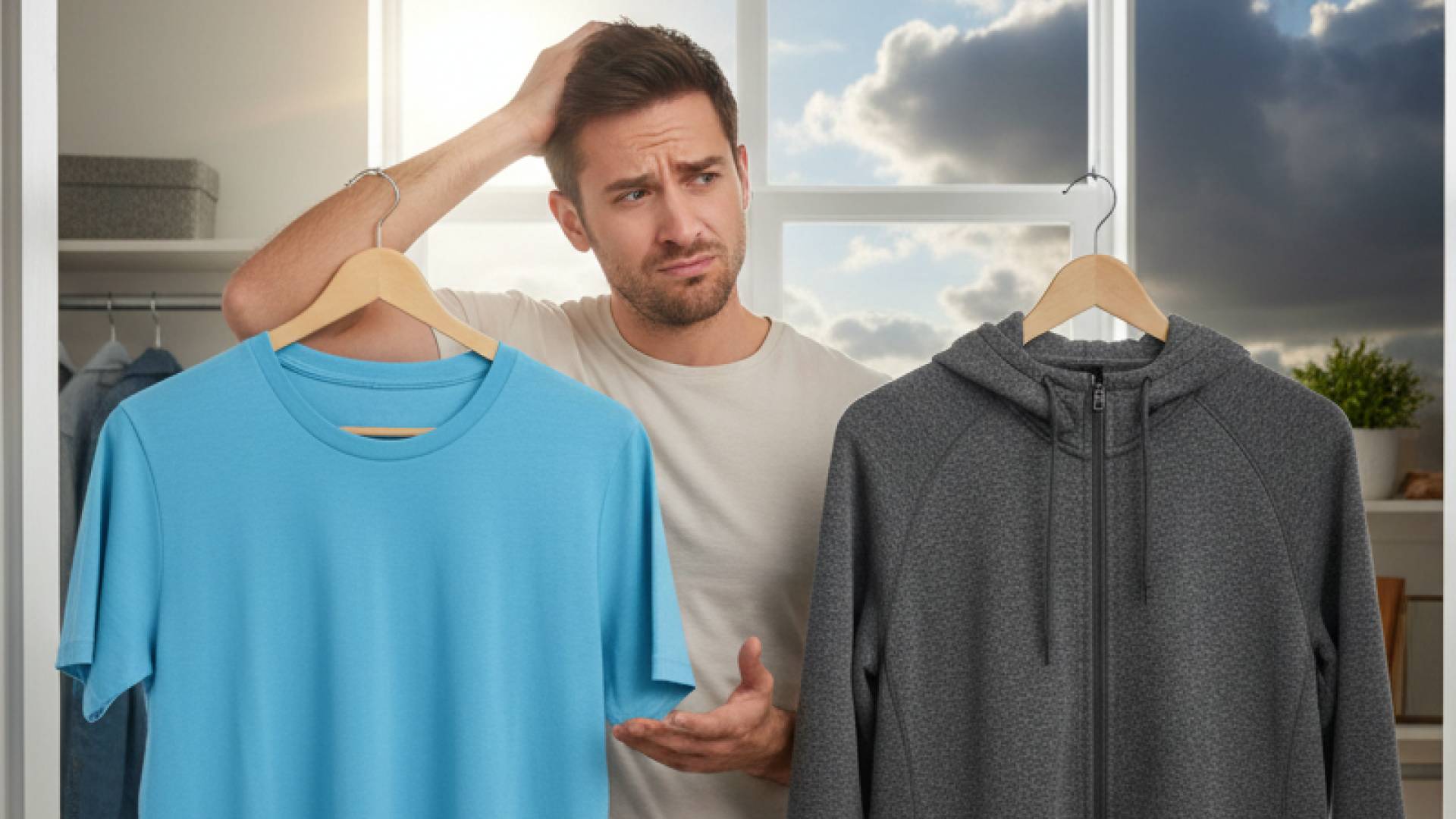 صورة مولدة بالذكاء الاصطناعي لشخص يمسك بمعطف و قميص