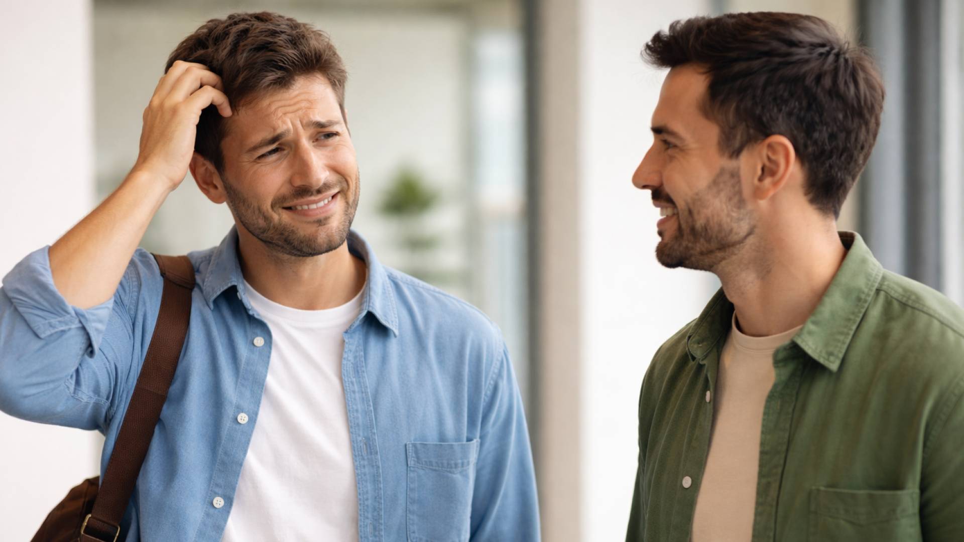 تعبيرية لشخص يحاول تذكر أسم الآخر