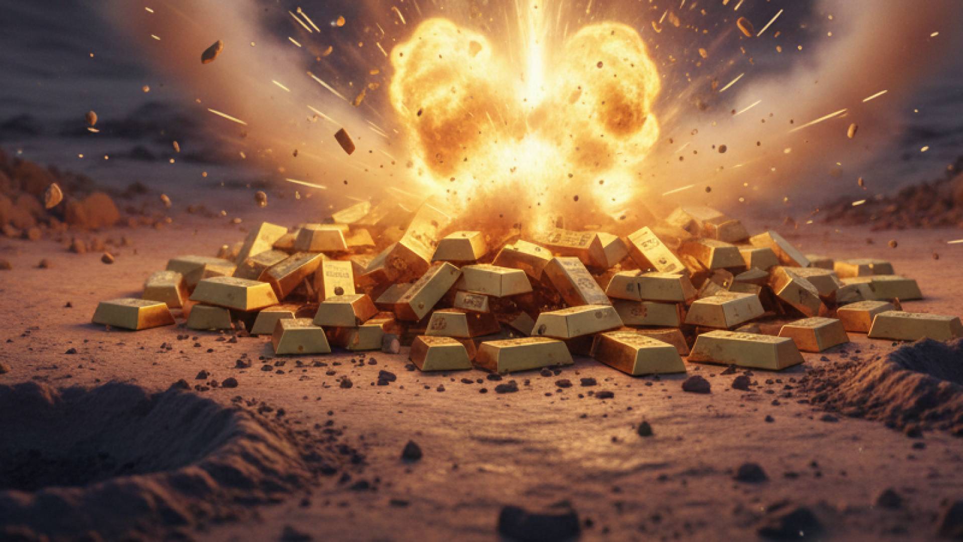 صورة مولدة بالذكاء الاصطناعي لانفجار الذهب