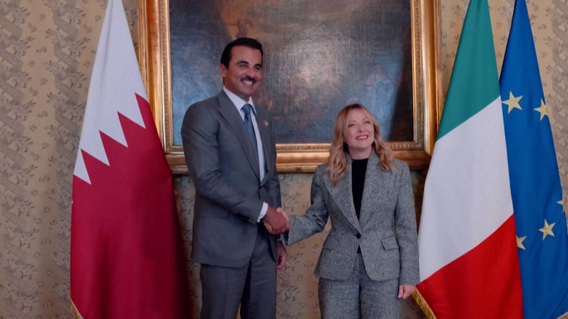 أمير قطر و رئيسة الوزراء الإيطالية، جورجيا ميلوني