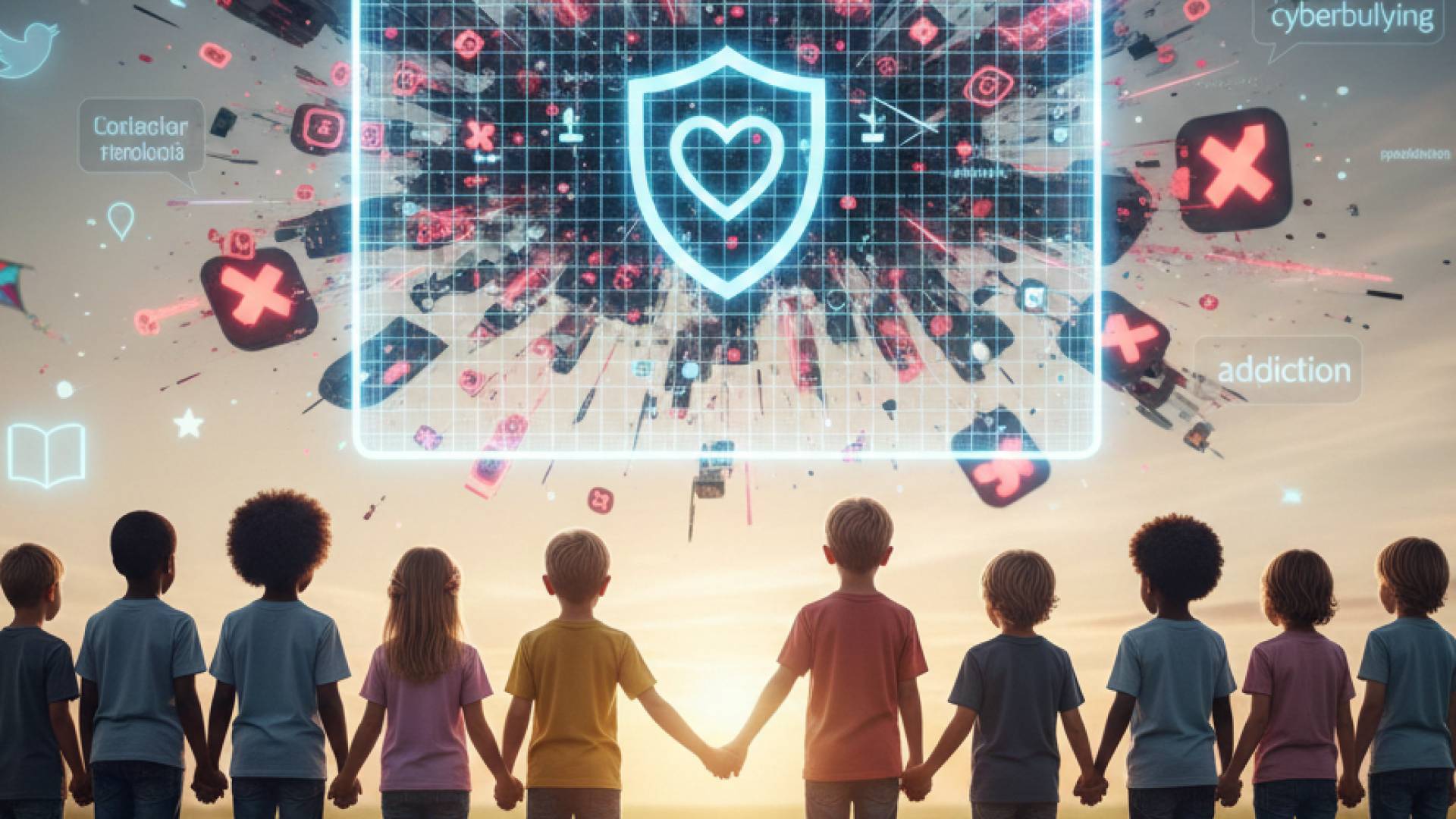 صورة مولدة بالذكاء الاصطناعي لحماية الاطفال من  مواقع التواصل