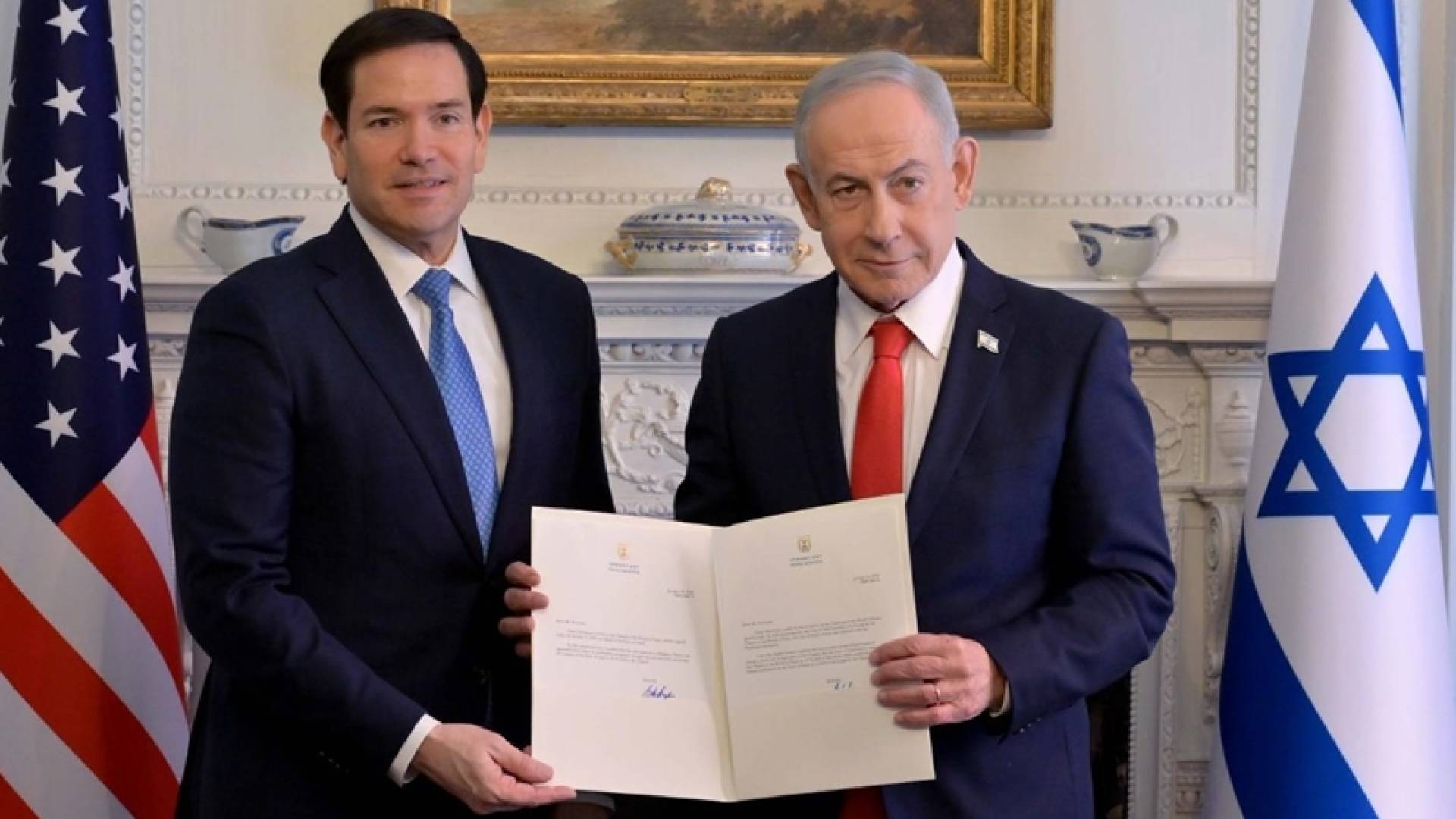 رئيس وزراء الاحتلال بنيامين نتنياهو ووزير الخارجية الأمريكي ماركو روبيو
