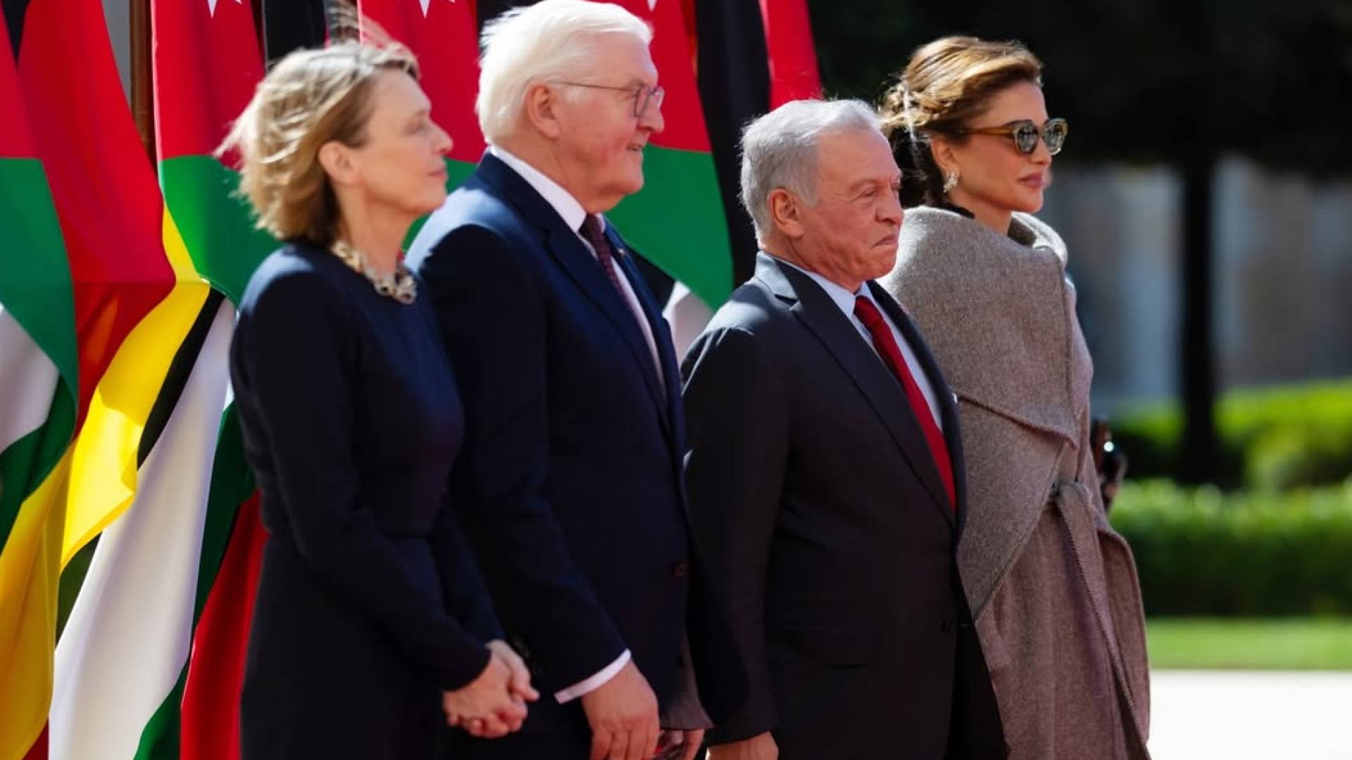 جلالة الملك عبدالله الثاني والملكة رانيا يستقبلون الرئيس الالماني في قصر الحسينية