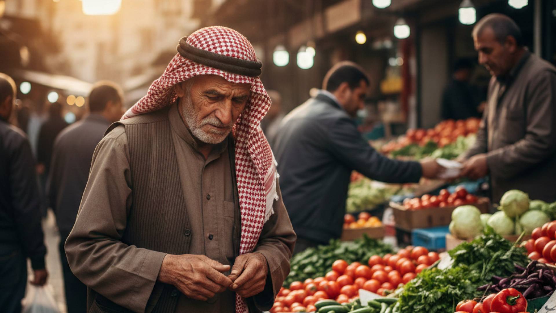 صورة مولدة بالذكاء الاصطناعي لرجل يشتري الخضار