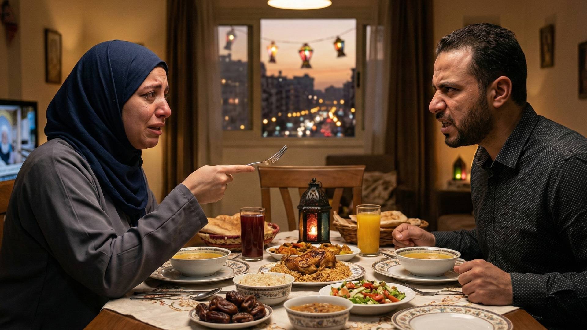 صورة مولدة بالذكاء الاصطناعي لخلاف بين الأزواج