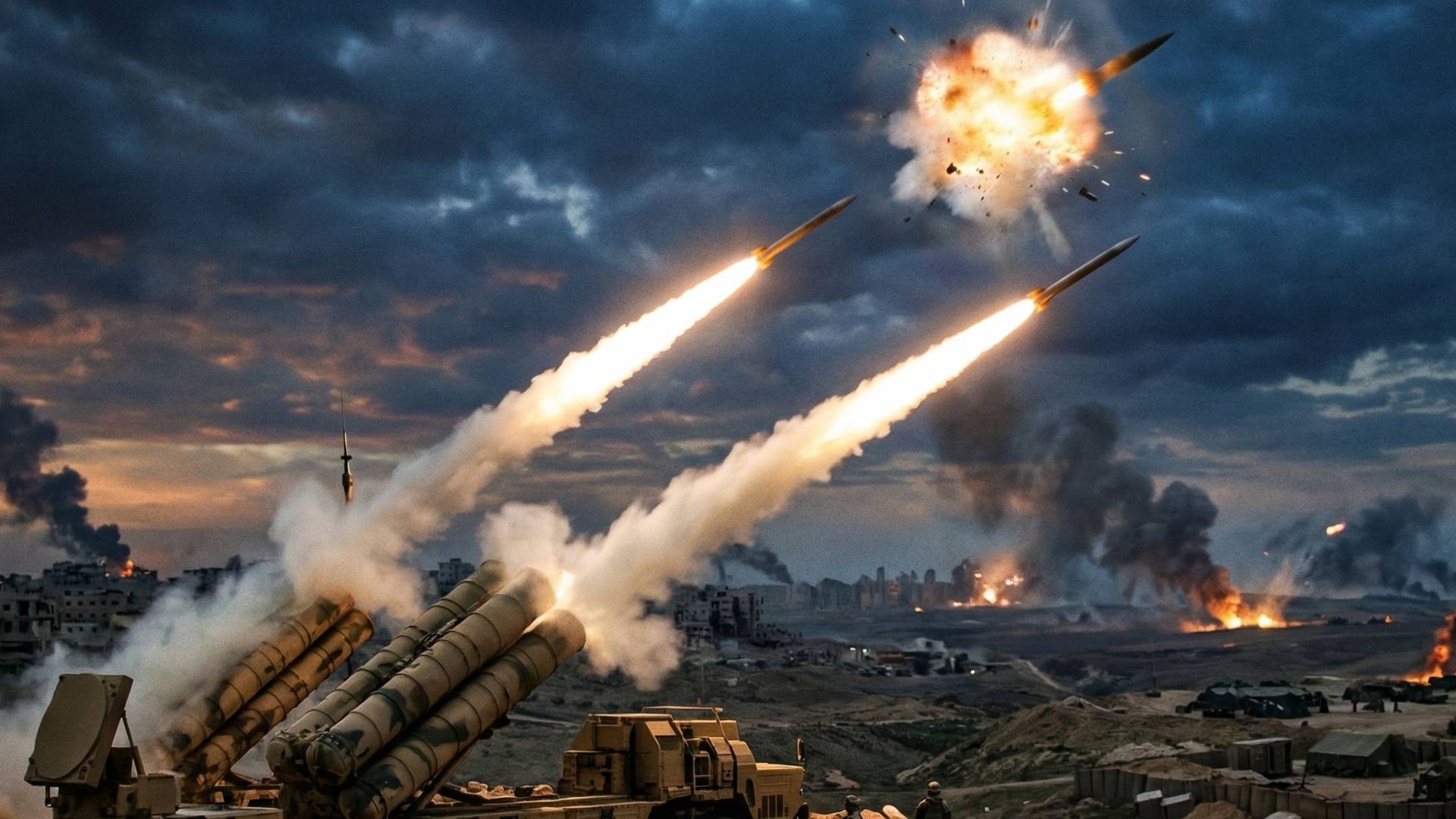 صورة مولدة بالذكاء الاصطناعي لاعتراض صواريخ