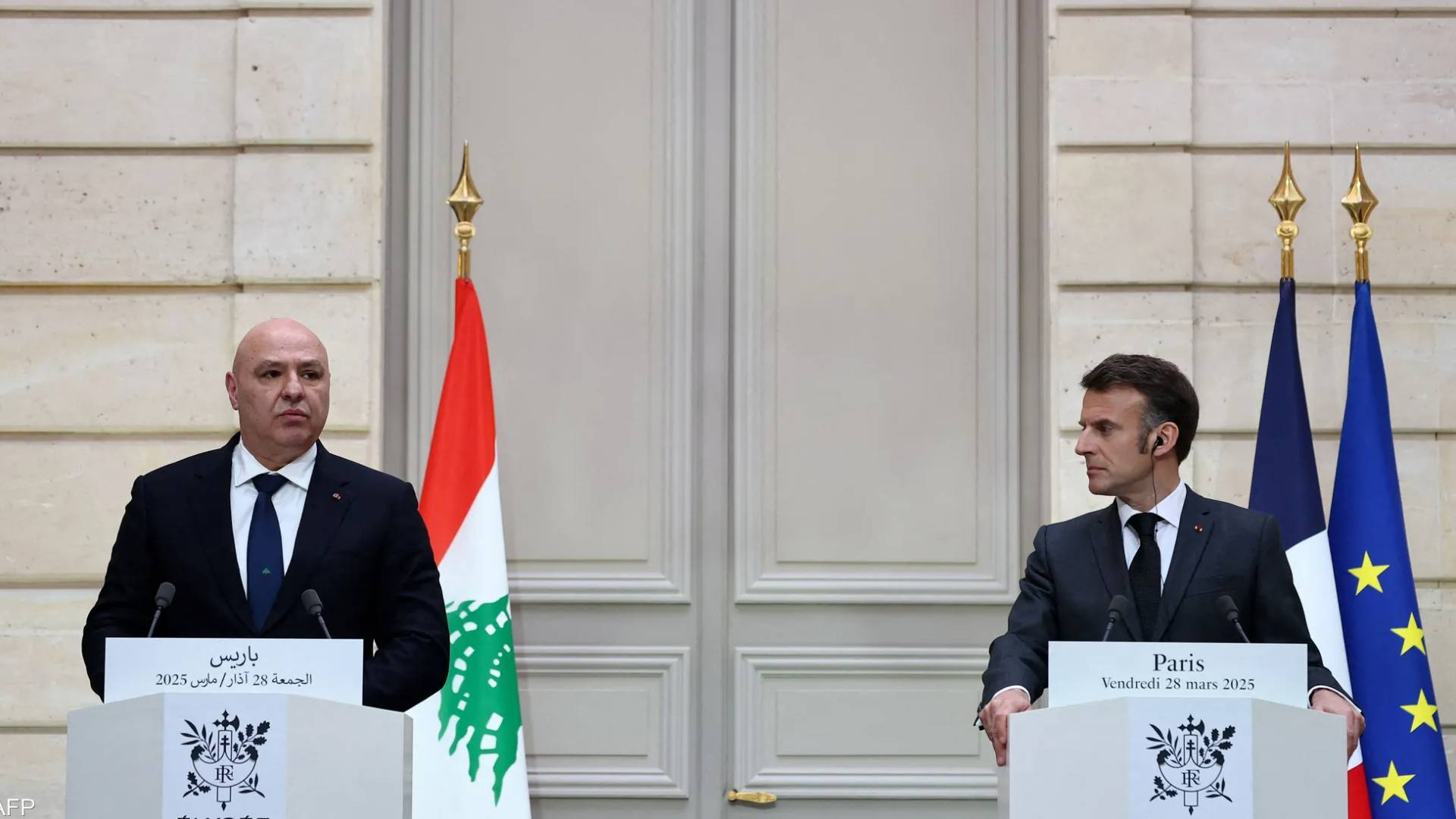 الرئيس البناني جوزيف عون والرئيس الفرنسي ماكرون