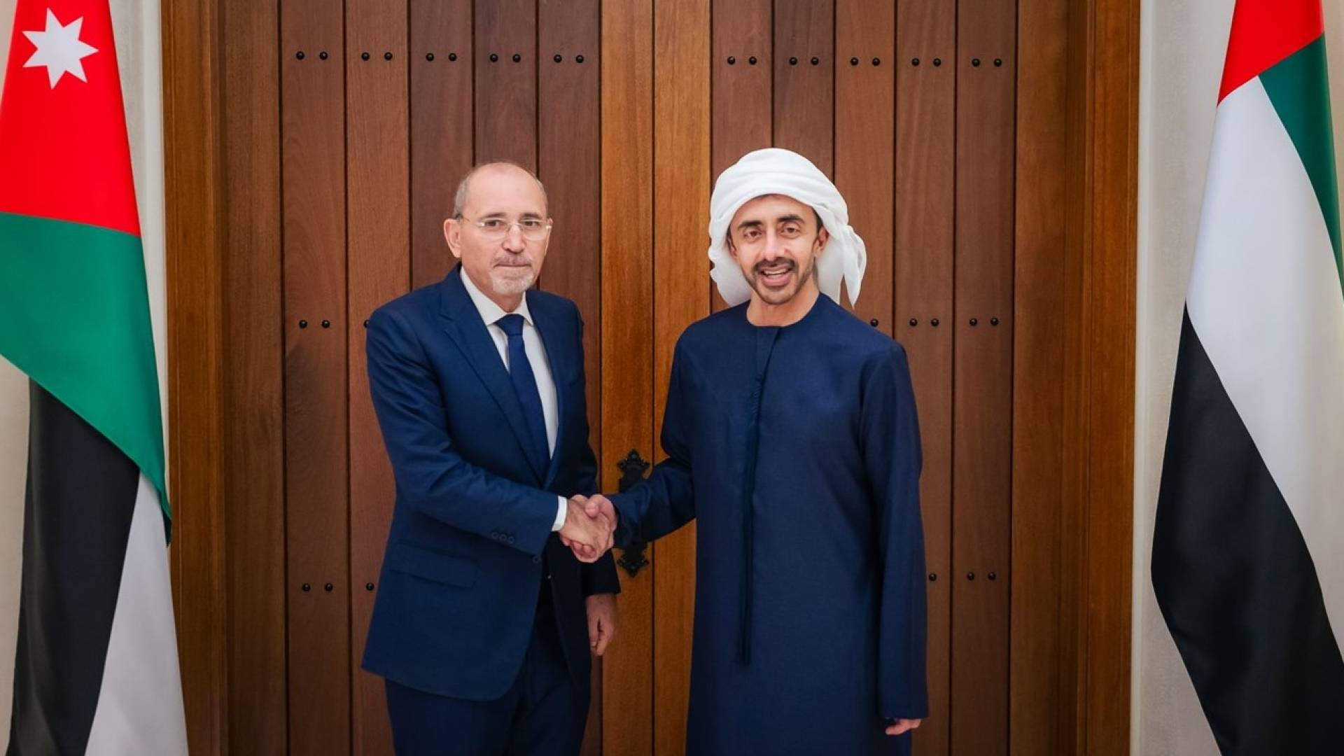 وزير الخارجية وشؤون المغتربين، أيمن الصفدي و وزير الخارجية في دولة الإمارات، سمو الشيخ عبد الله بن زايد آل نهيان