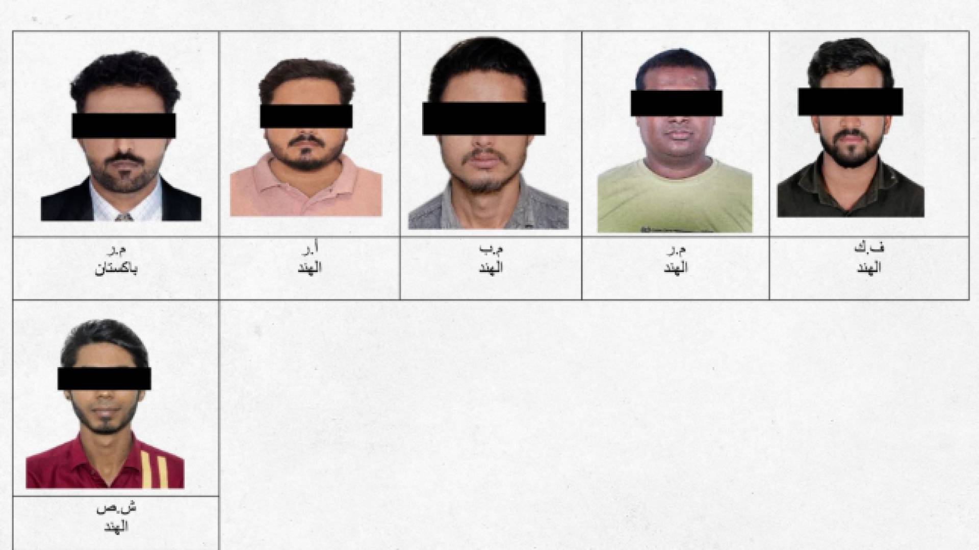 عدد من الأشخاص المتورطين