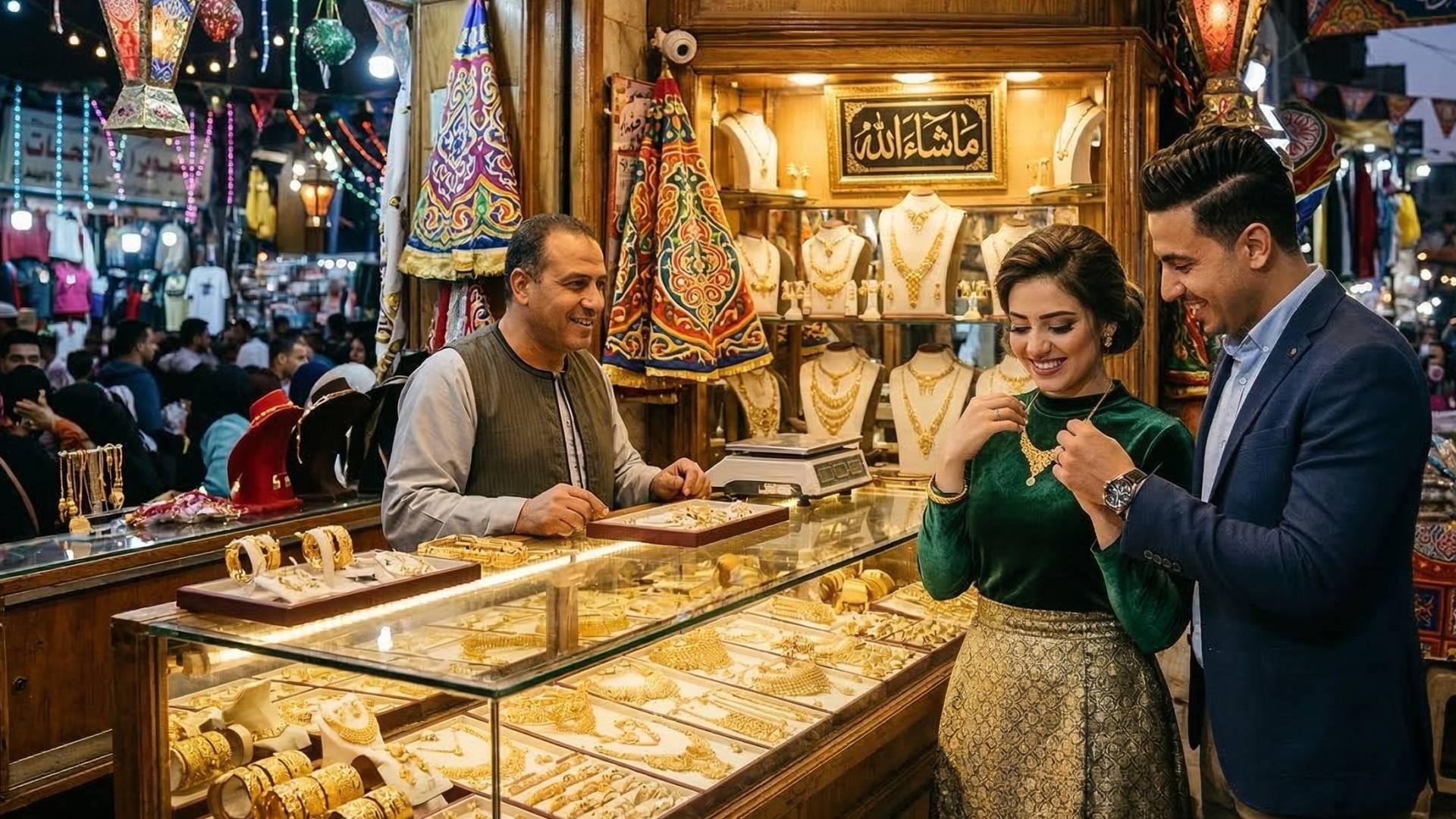 صورة مولدة بالذكاء الاصطناعي لأشخاص يشترون الذهب