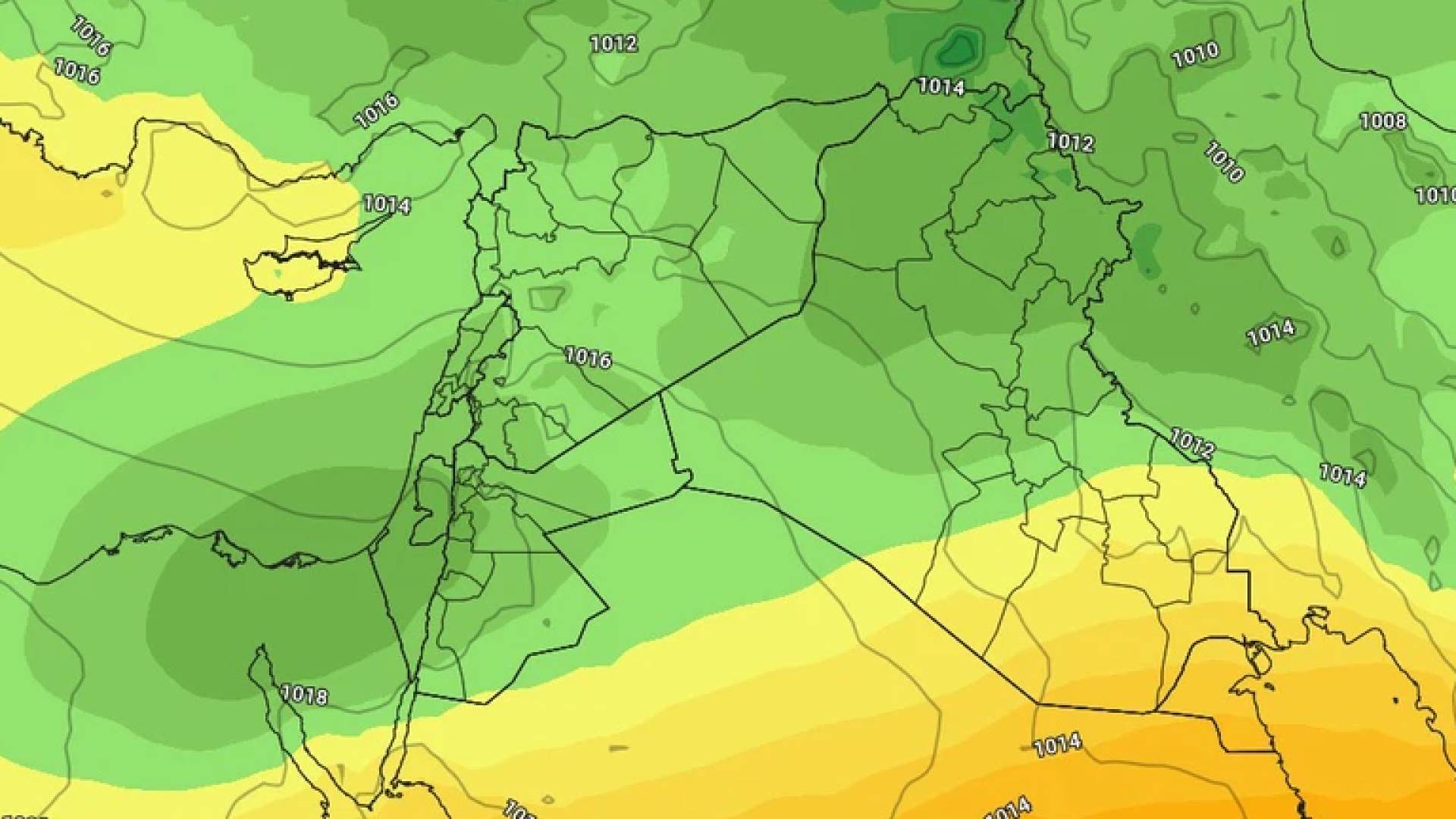 خريطة جوية تبرز البرودة القادمة للأردن