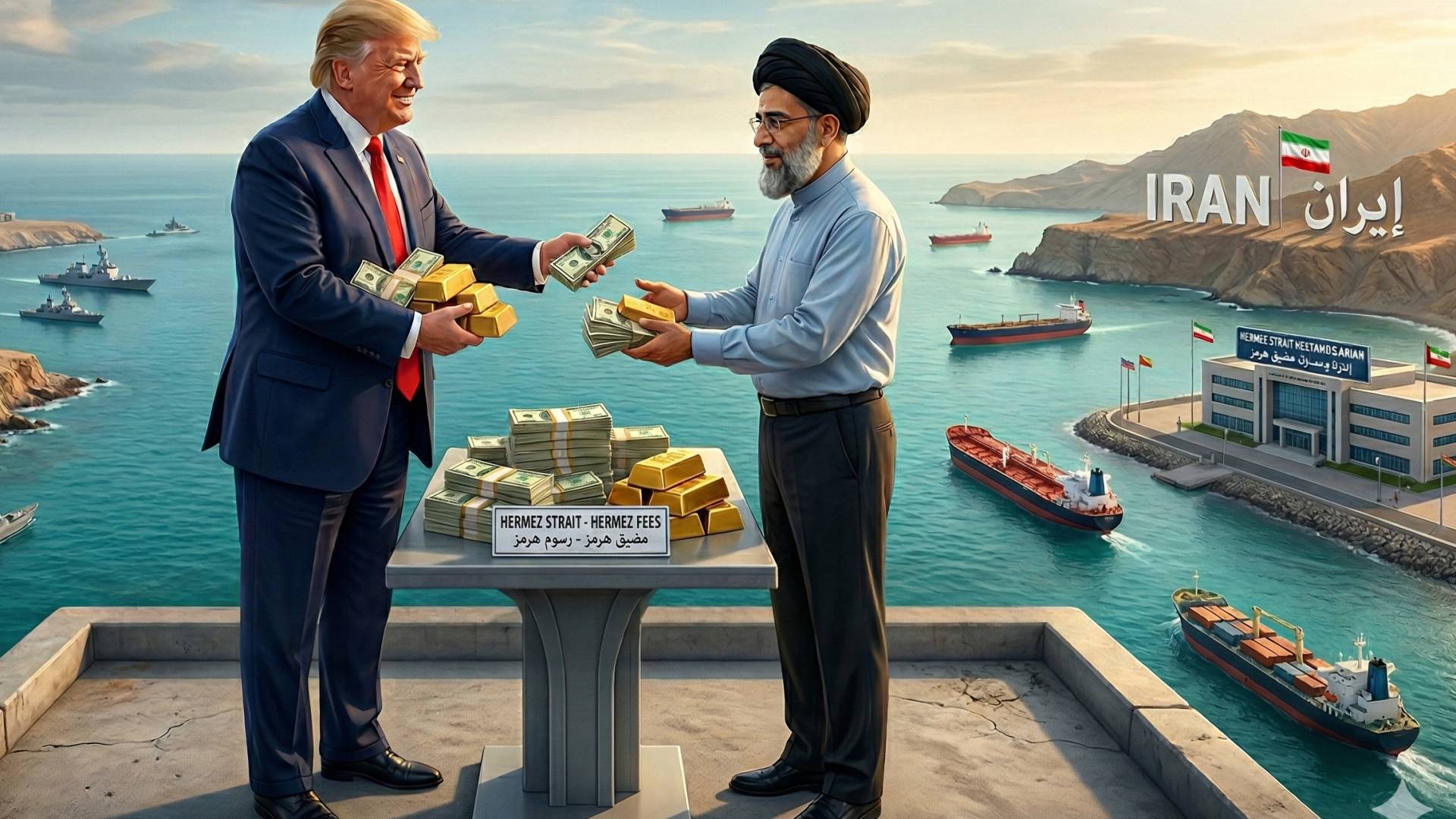 صورة معدة بالذكاء الاصطناعي لترمب والخامنئي