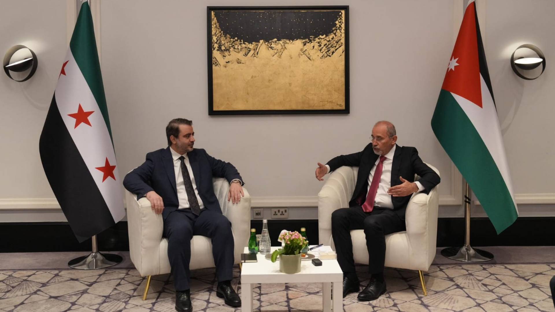 وزير الخارجية ايمن الصفدي ووزير الخارجية السوري أسعد الشيباني