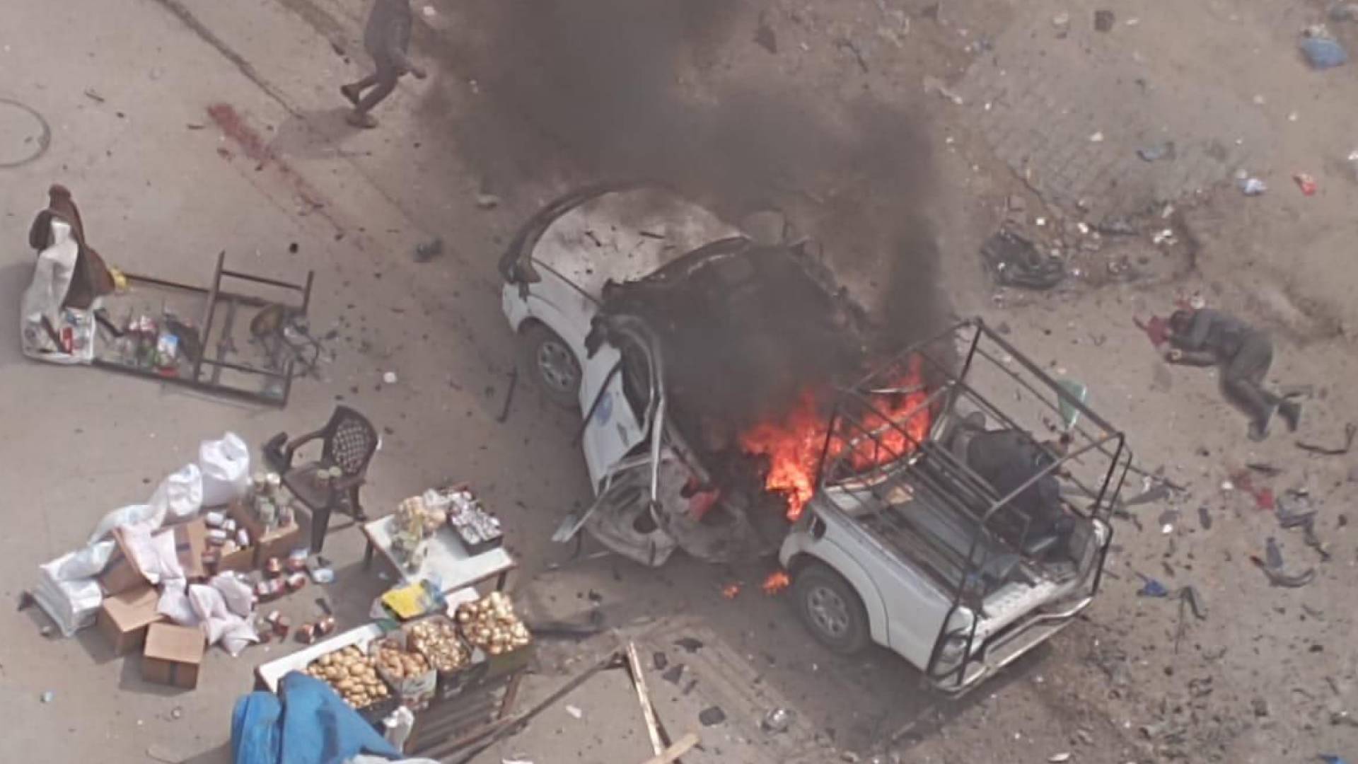 استهداف مركبة شرطة في شارع النفق في مدينة غزة