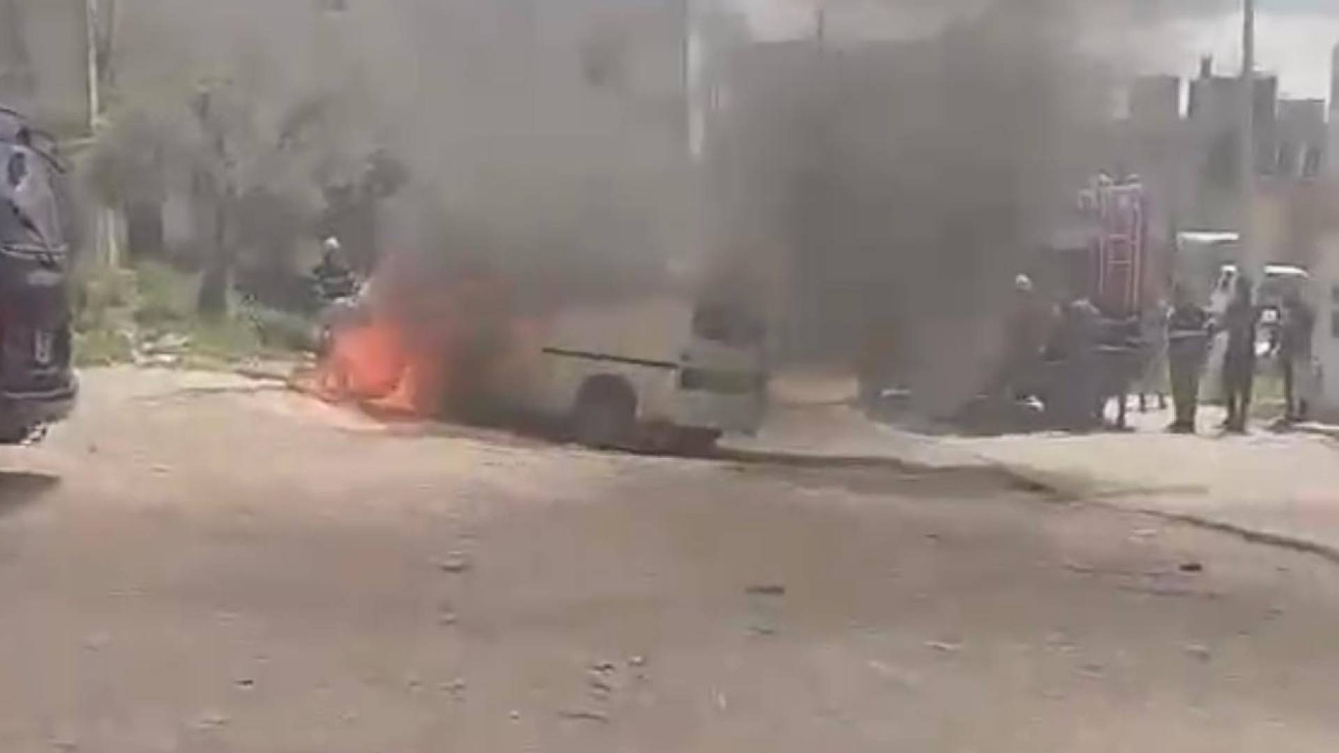 احتراق مركبة في اربد