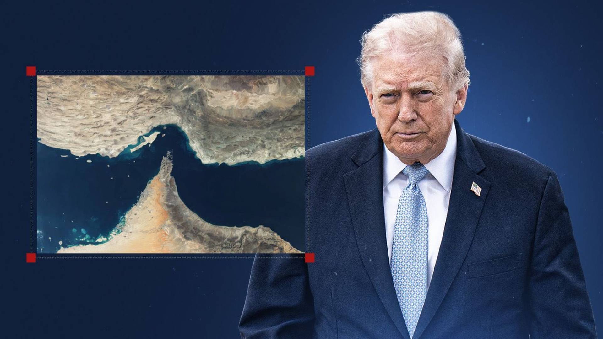 ترمب وبجانبه "مضيق هرمز"