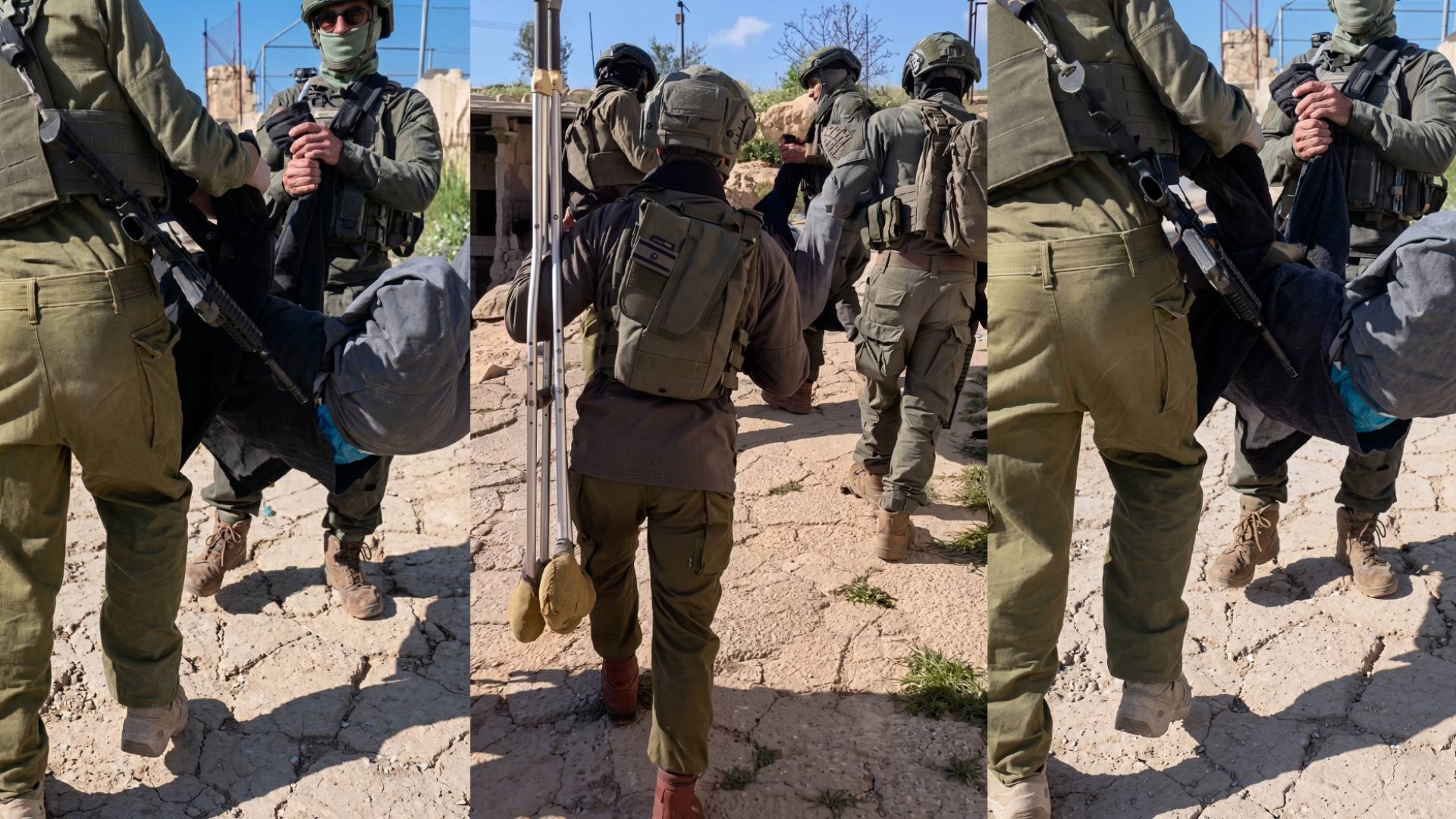 جنود الاحتلال يسحبون مسنا فلسطينيا