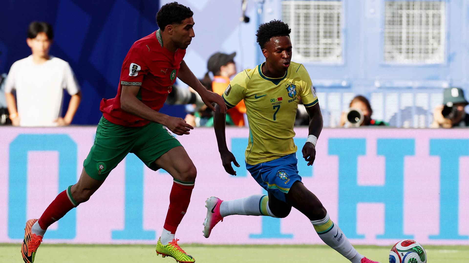 من مباراة منتخب البرازيل والمغرب