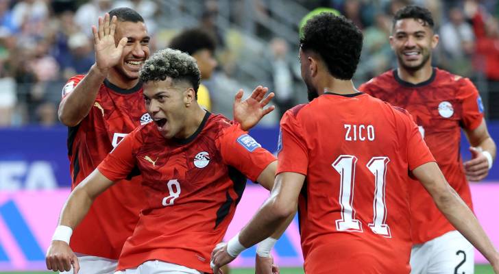 المنتخب المصري بعد تسجيله هدف
