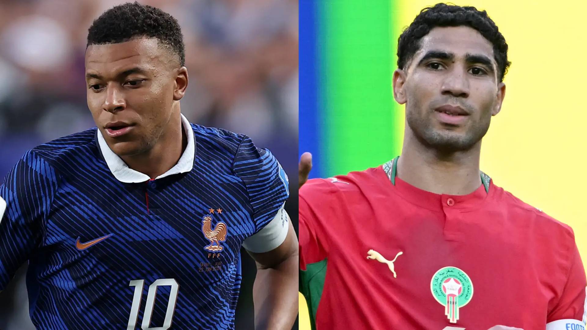قائد فرنسا كيليان مبابي وقائد المغرب أشرف حكيمي