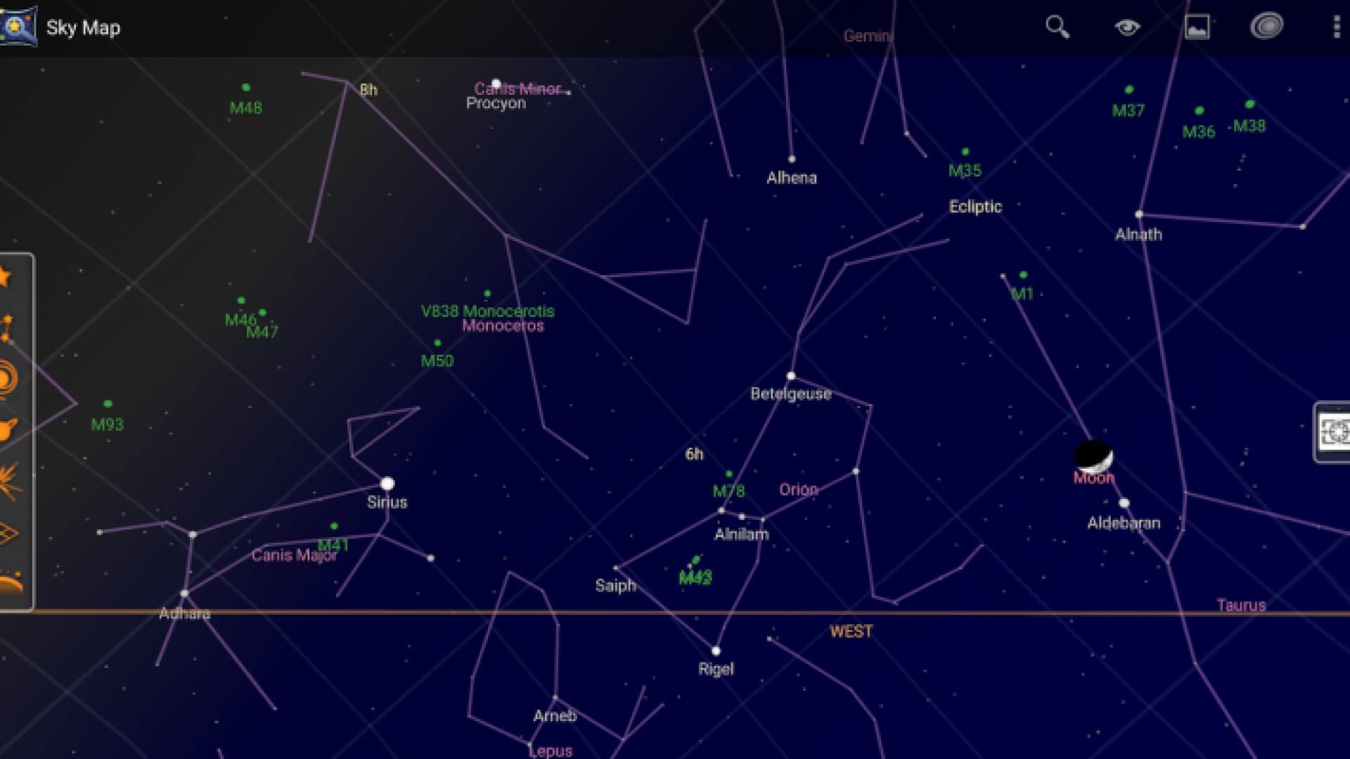 تطبيق Sky Map للحصول على خرائط مفصلة للكواكب والنجوم