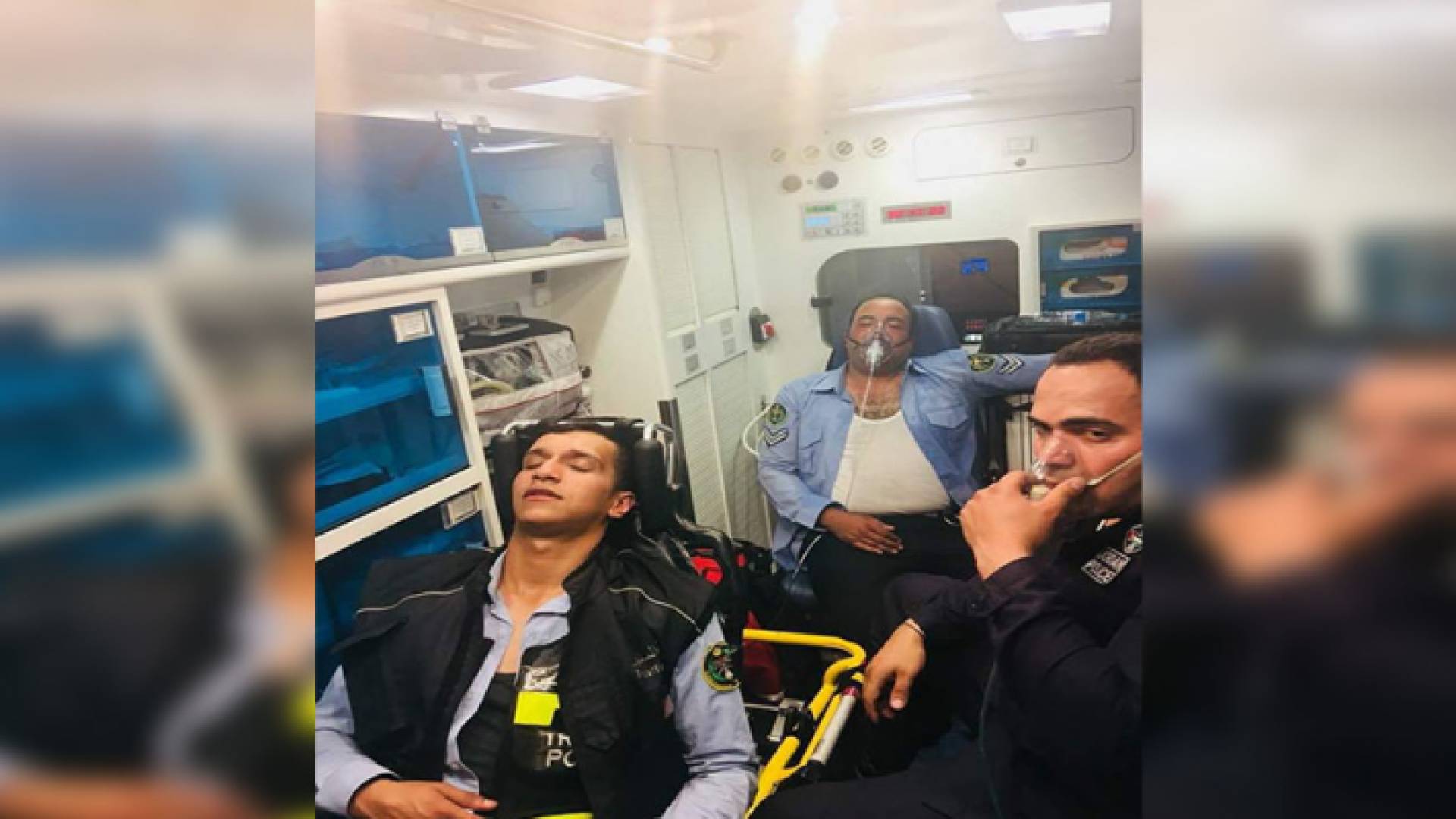 صورة لرجال الامن الذين اصيبوا