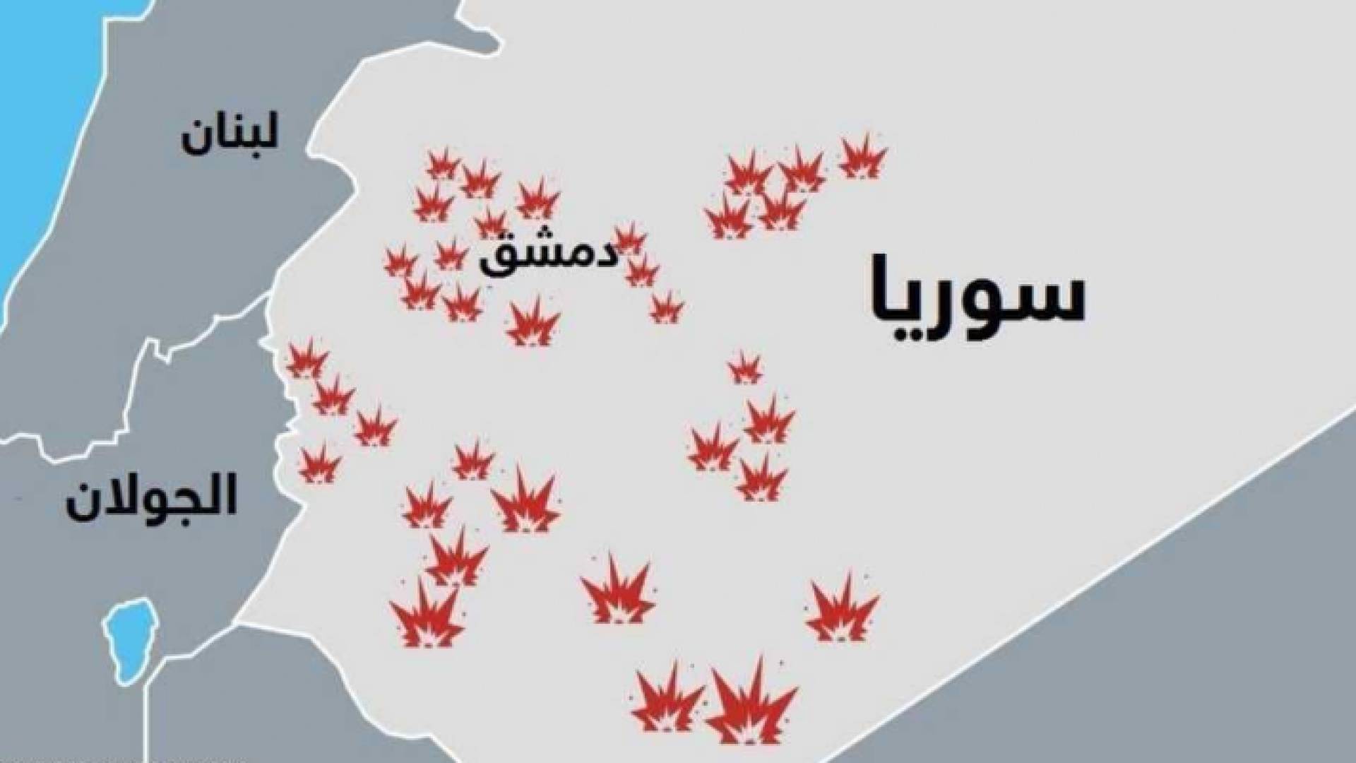 خريطة توضح الأهداف التي تعرضت للقصف