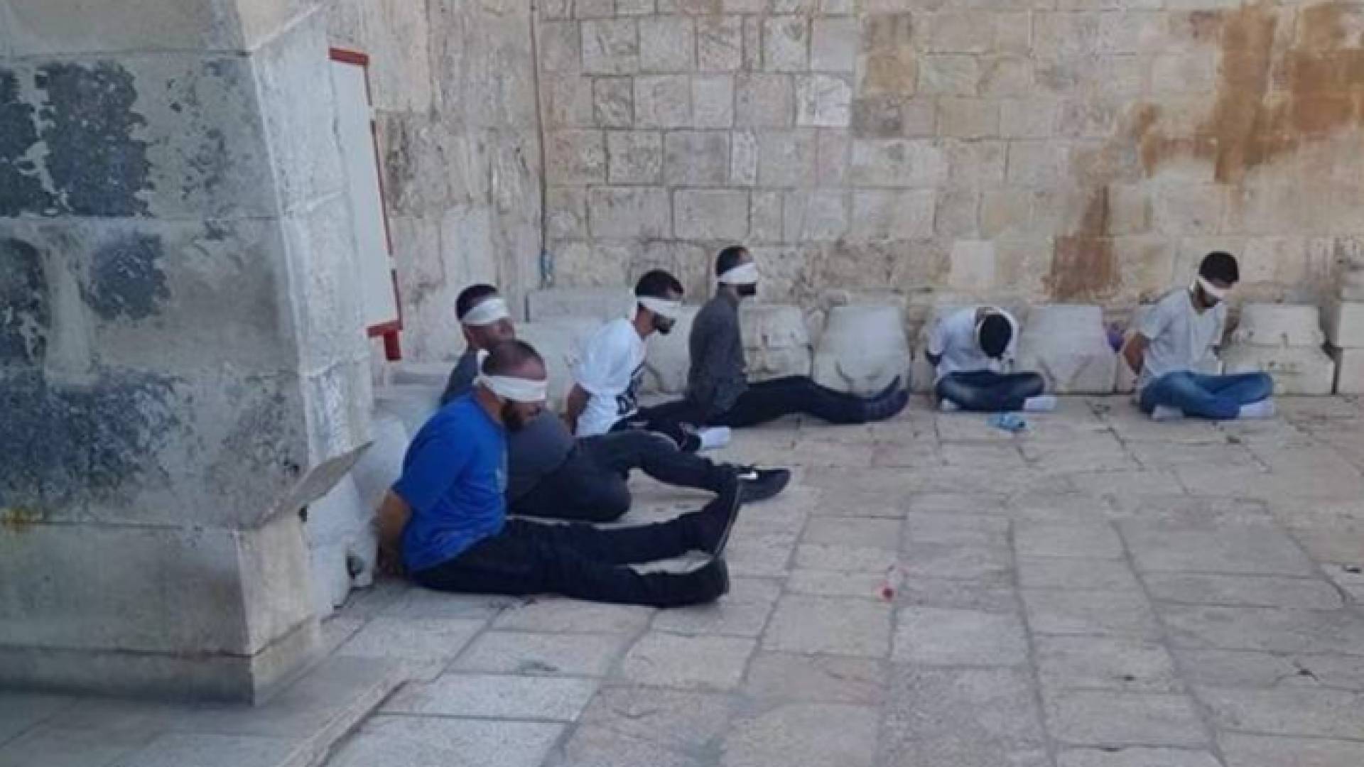 صورة لعدد من الشبان الفلسطينيين الذين تم اعتقالهم