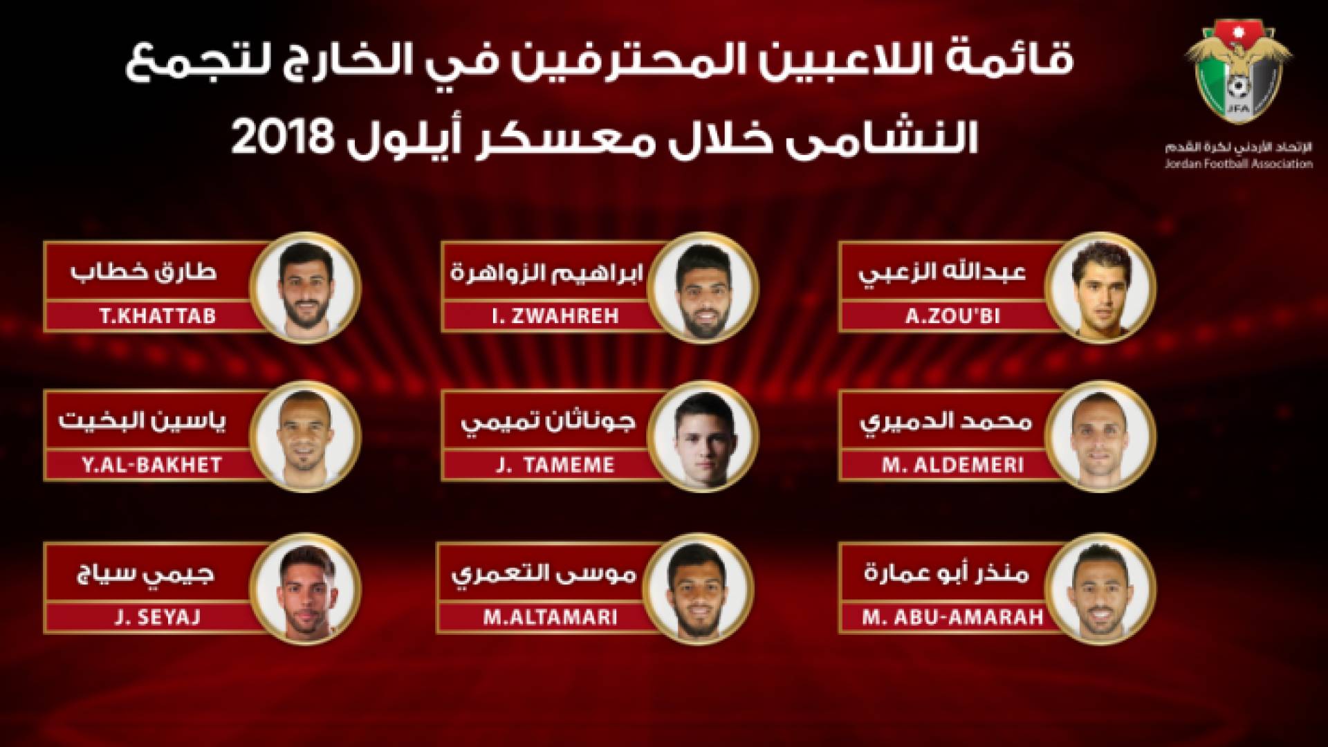 أسماء وصور اللاعبين المستدعين لقائمة النشامى