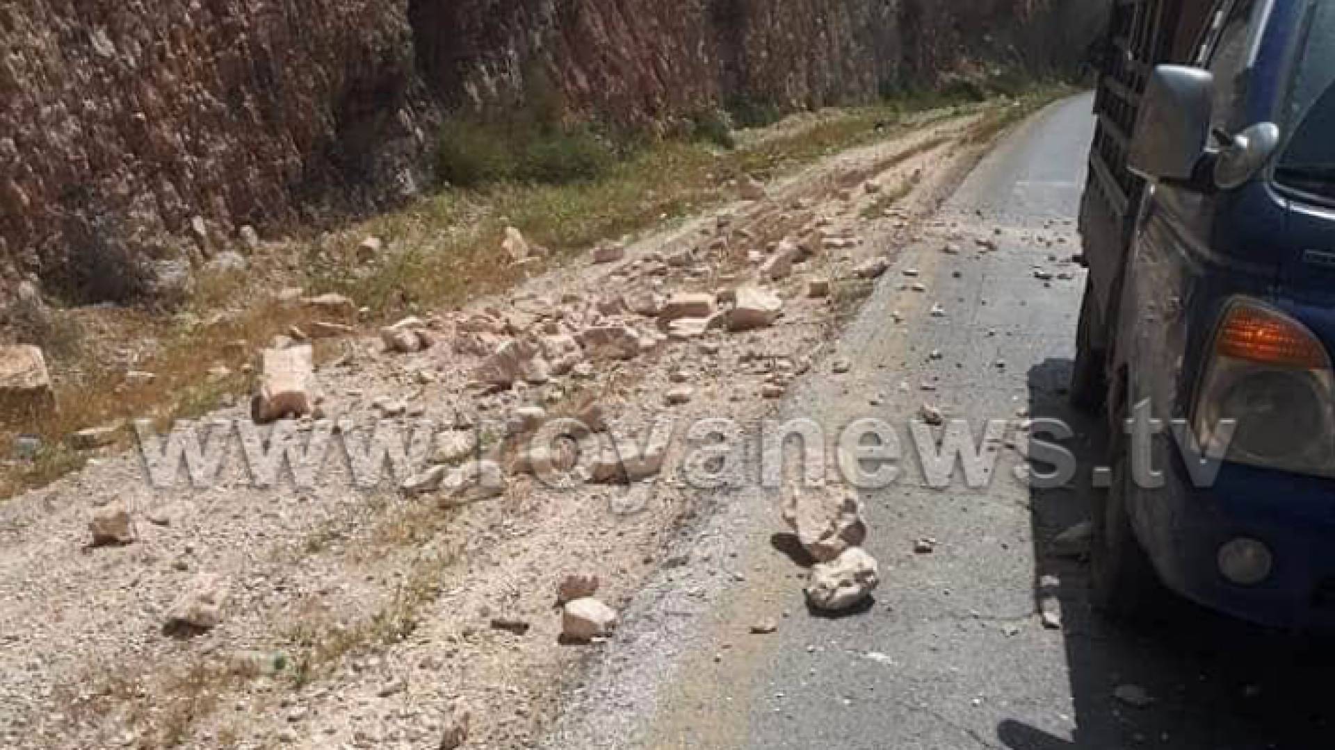 انهيار صخري على طريق عمان / اربد - ارشيفية